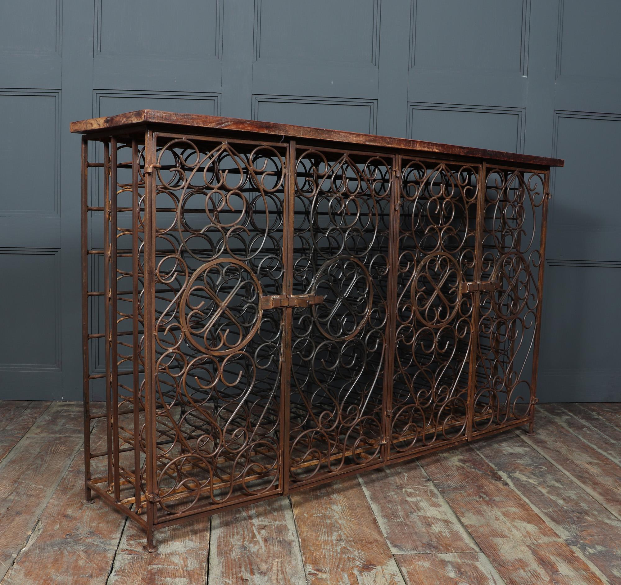 Vintage Wrought Iron French Wine Rack Cabinet 8