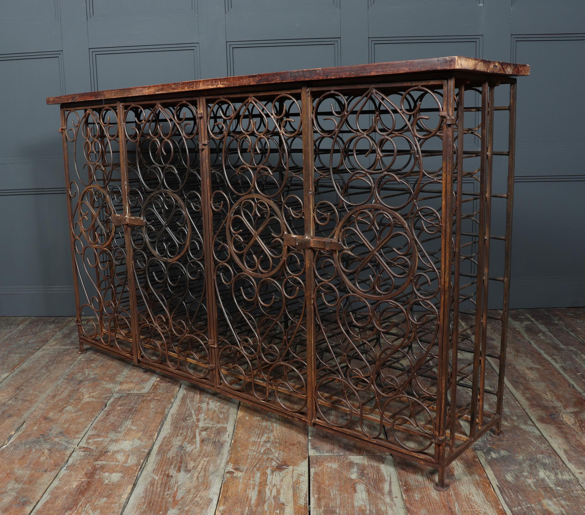Vintage Wrought Iron French Wine Rack Cabinet 11