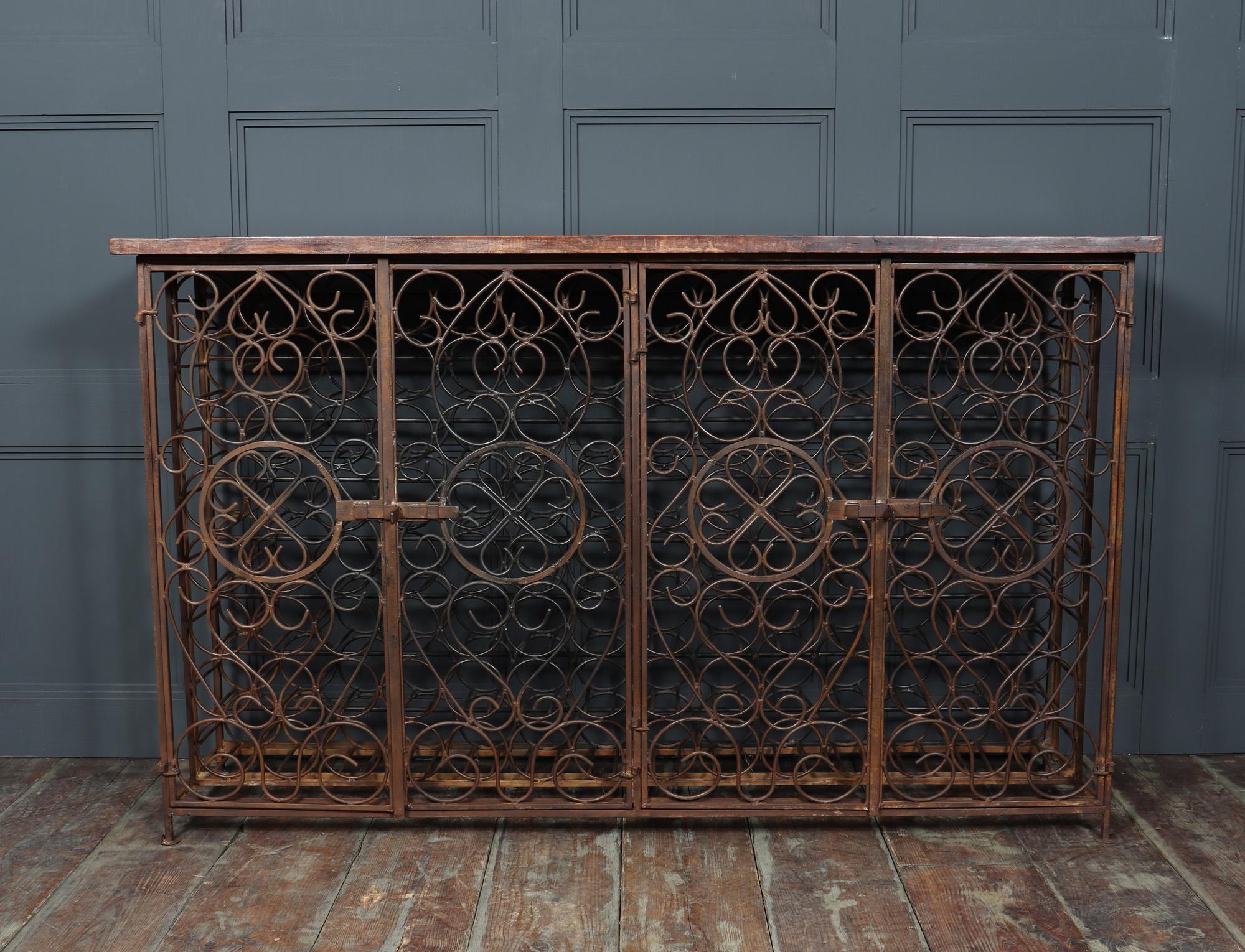 Vintage Wrought Iron French Wine Rack Cabinet 1