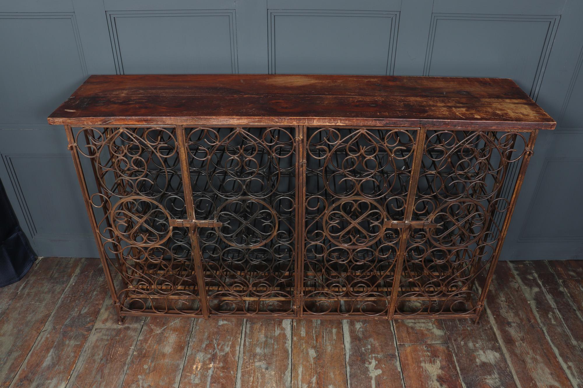 Vintage Wrought Iron French Wine Rack Cabinet 2