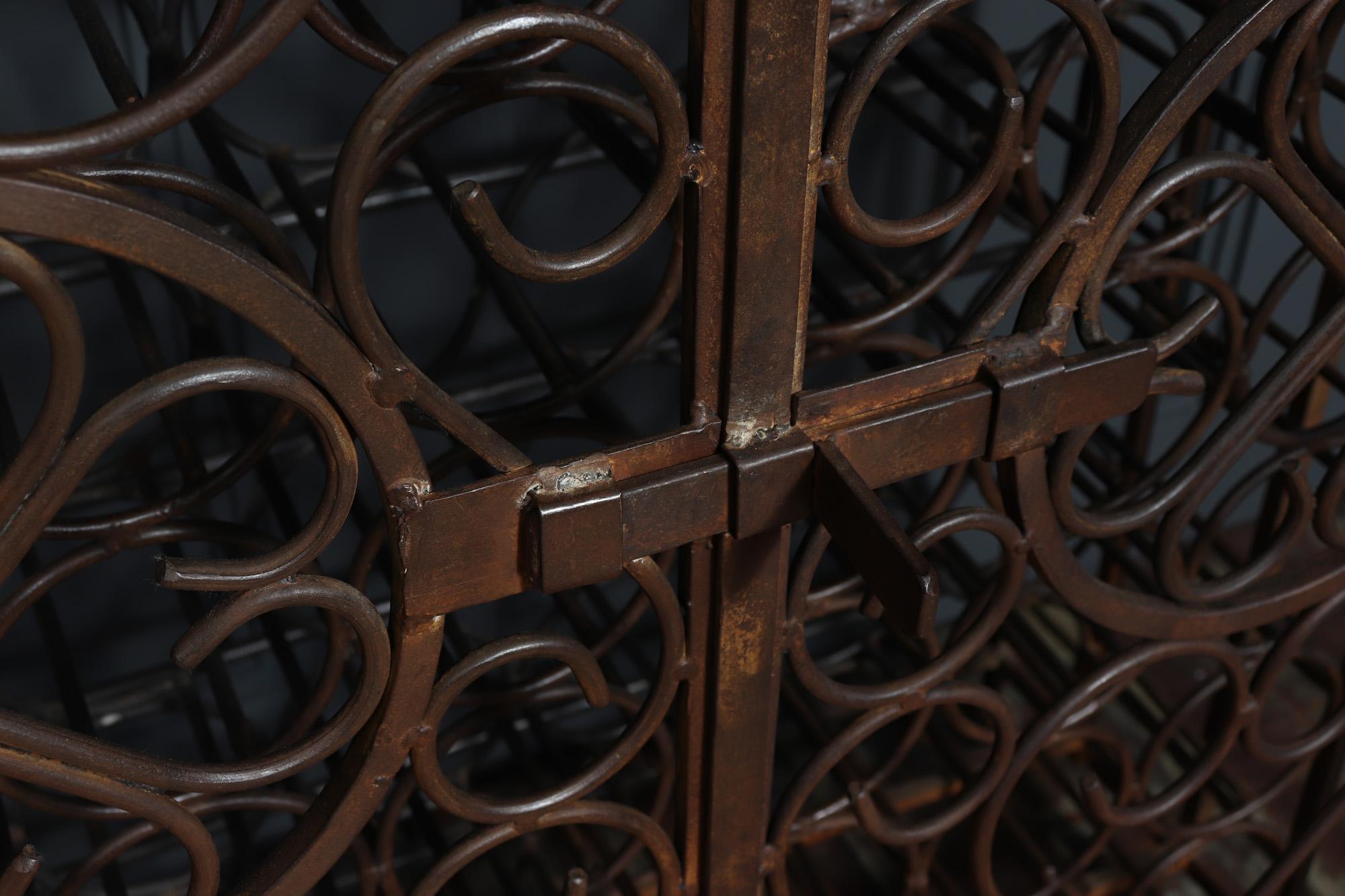 Vintage Wrought Iron French Wine Rack Cabinet 3