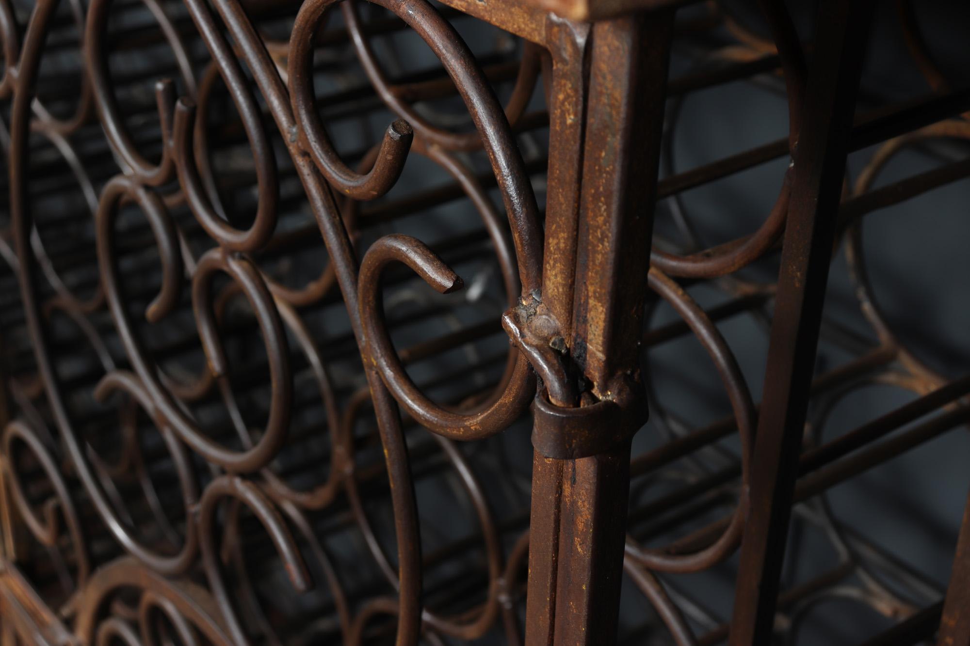 Vintage Wrought Iron French Wine Rack Cabinet 4
