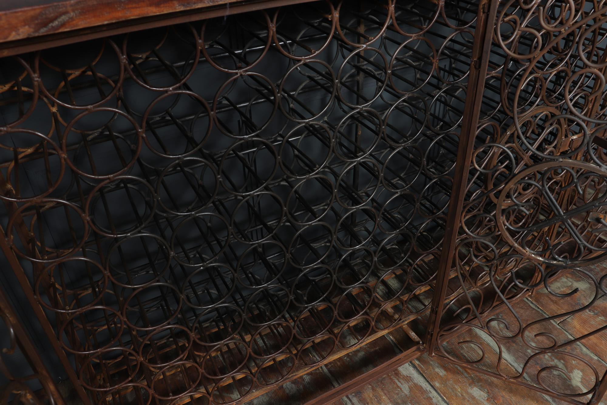 Vintage Wrought Iron French Wine Rack Cabinet 5