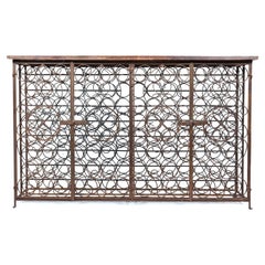 Vintage Wrought Iron French Wine Rack Cabinet