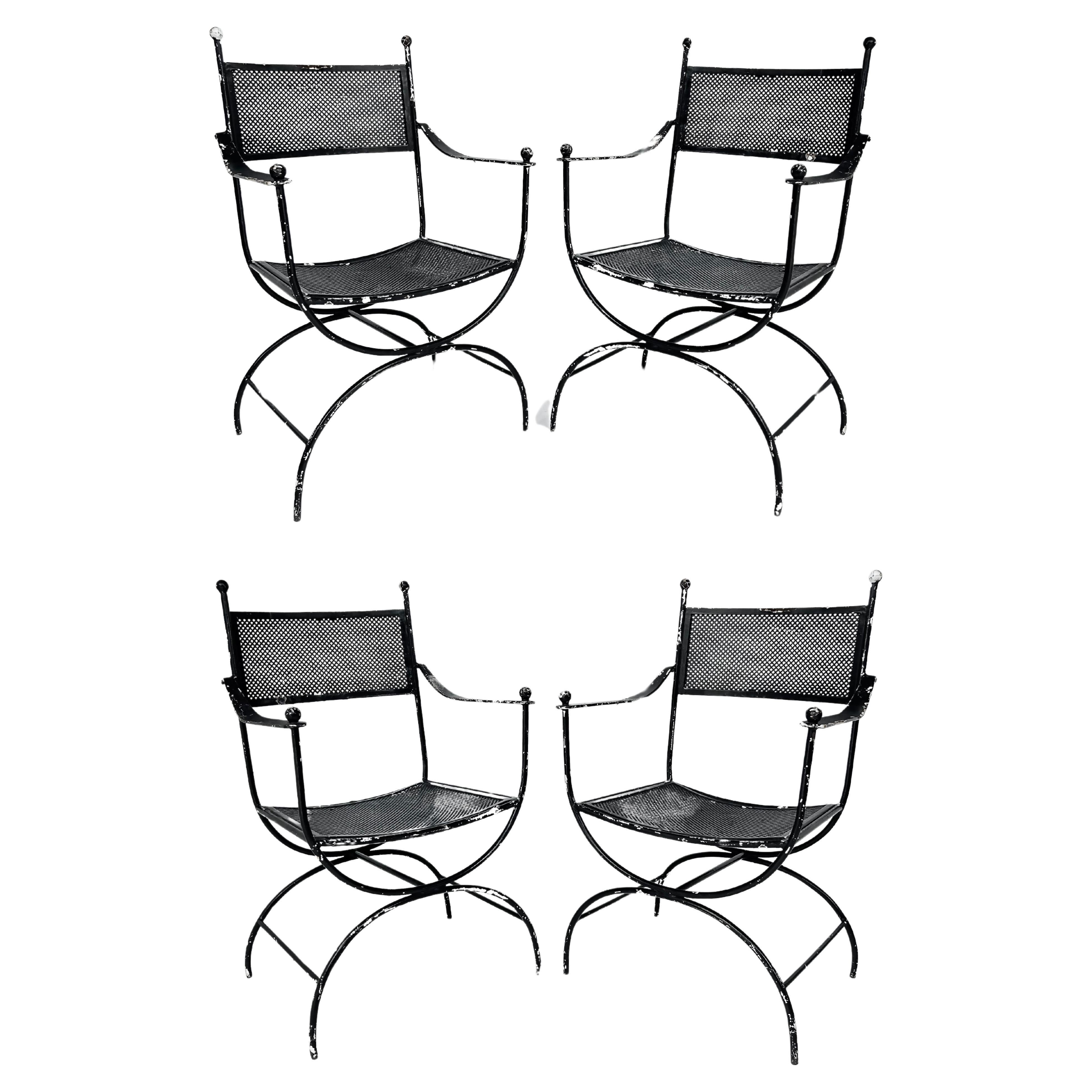 Vintage Wrought Iron Garden Patio Chairs Set of 4