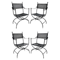 Vintage Wrought Iron Garden Patio Chairs Set of 4