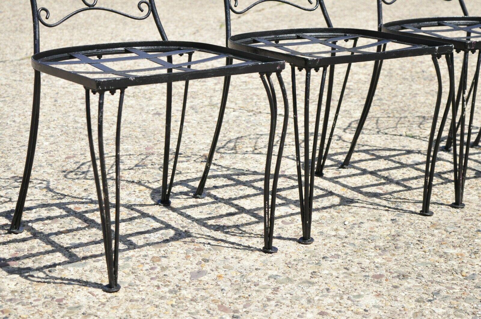 Vintage Wrought Iron Garden Patio Dining Set Square Table 4 Chairs - 5 Pc Set 1