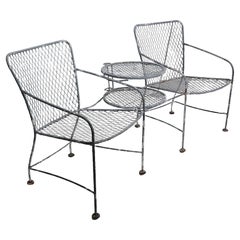 Vintage Wrought Iron Garden Patio Poolside  Tete a  Tete attributed to Woodard