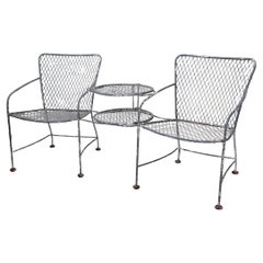 Vintage Wrought Iron Garden Patio Poolside  Tete a  Tete attributed to Woodard