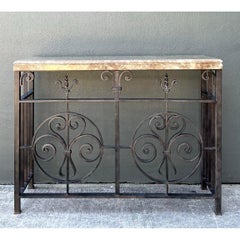Vintage Wrought Iron Gate Console Table