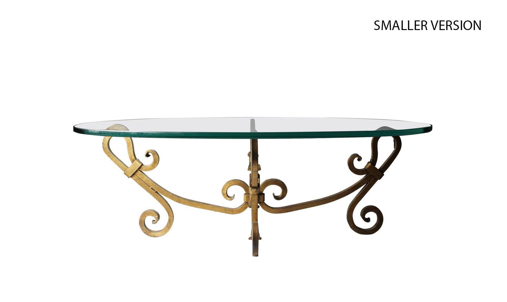 20th Century Vintage Wrought Iron Gilt Gold Coffee Table Base in Form of a Flower For Sale