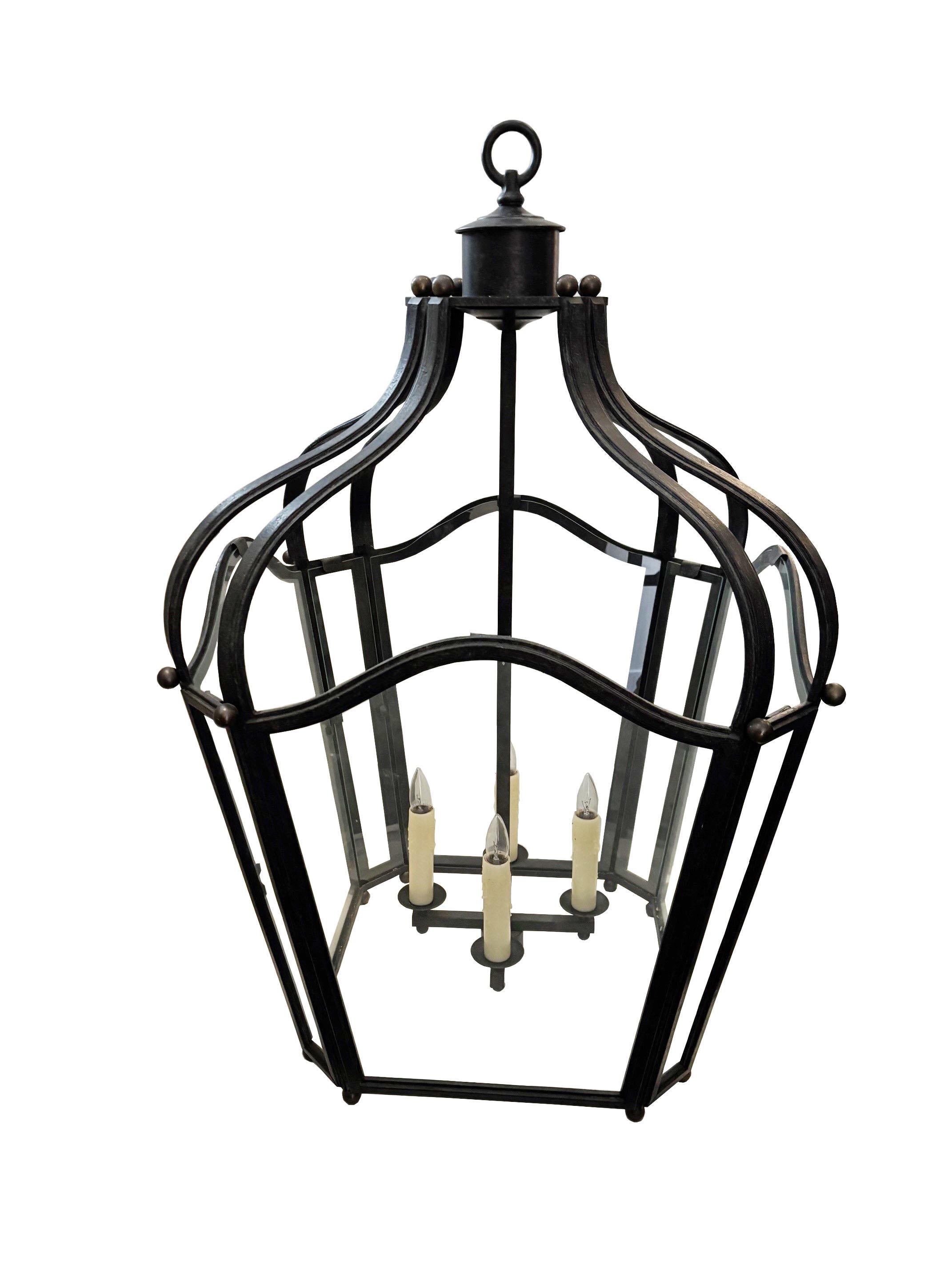 Pendentif à quatre lumières en fer forgé et verre vintage Navarre par Dennis & Leen en vente 3