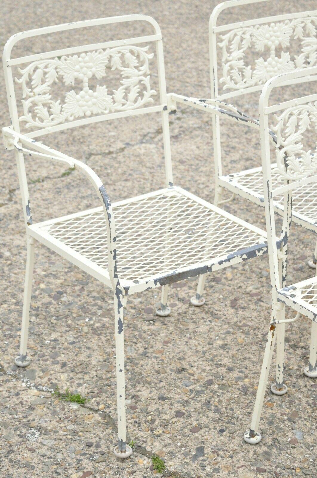 Garten-/ Terrassen-Esstisch 6 Stühle, 7 Teile, Schmiedeeisen Traubenblatt, Vintage im Angebot 3