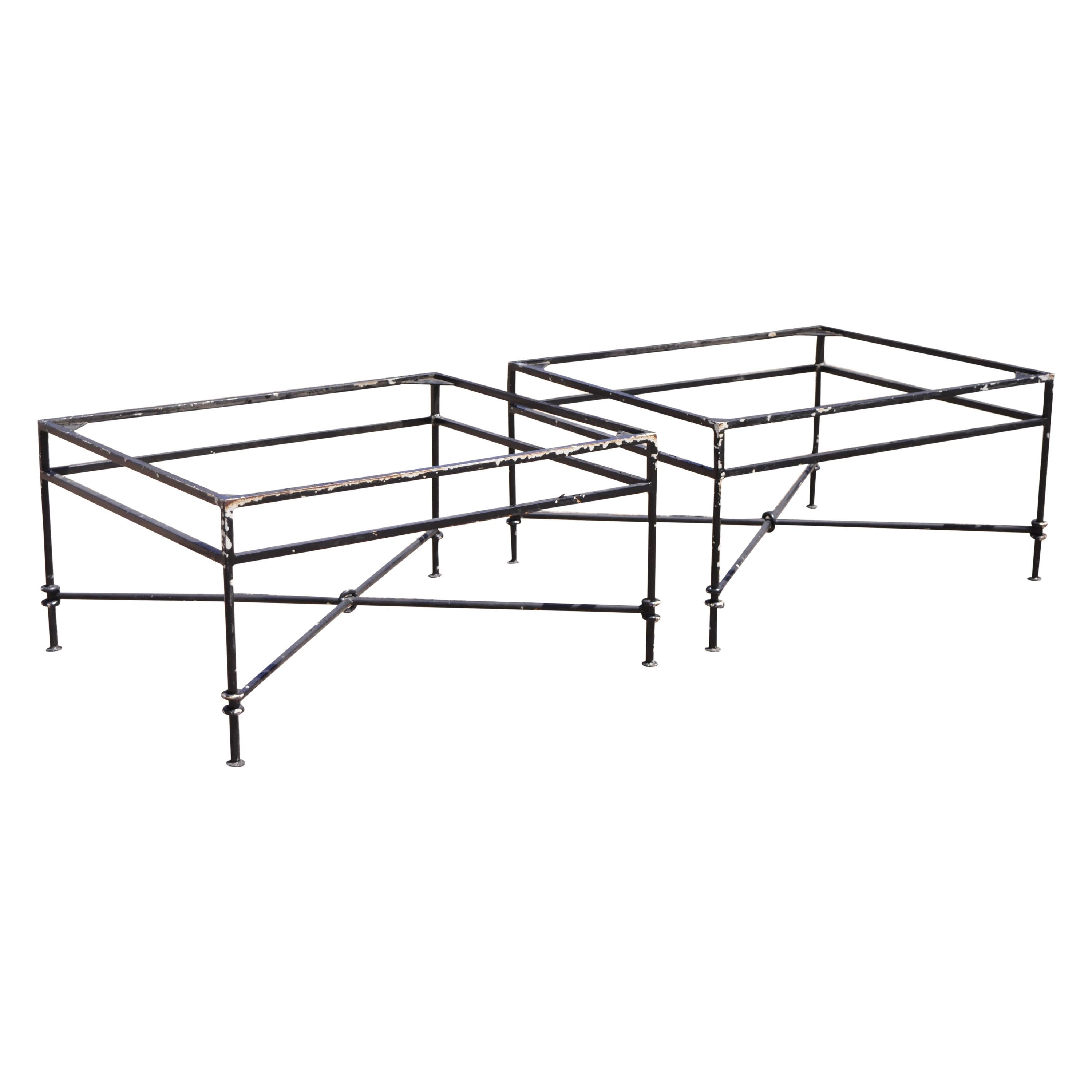 Vintage Wrought Iron Italian Regency Neoclassical Style Rectangular Coffee Table For Sale