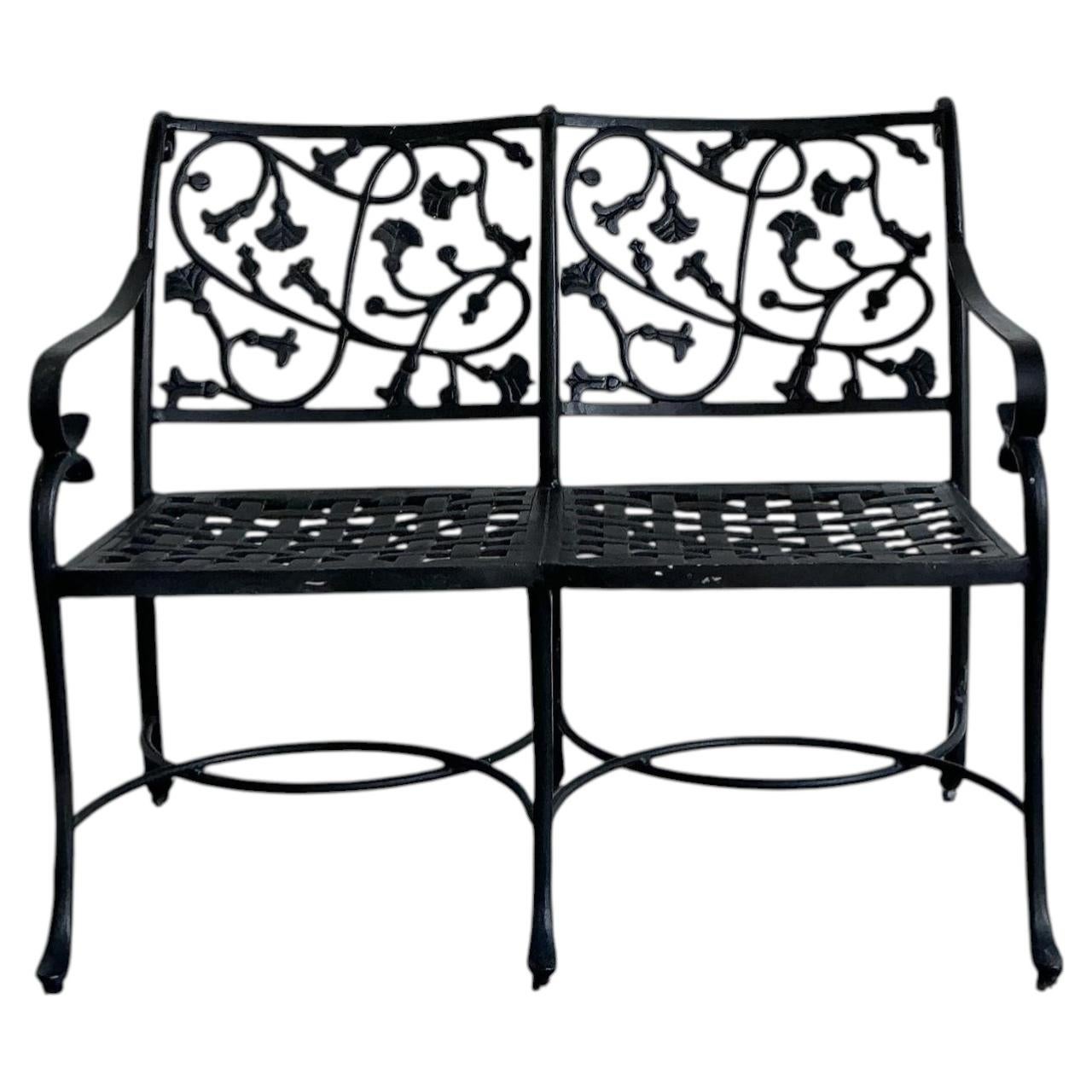 Vintage Wrought Iron Ivy Bench For Sale
