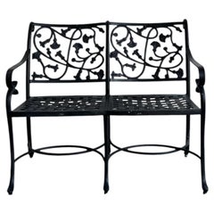 Vintage Wrought Iron Ivy Bench