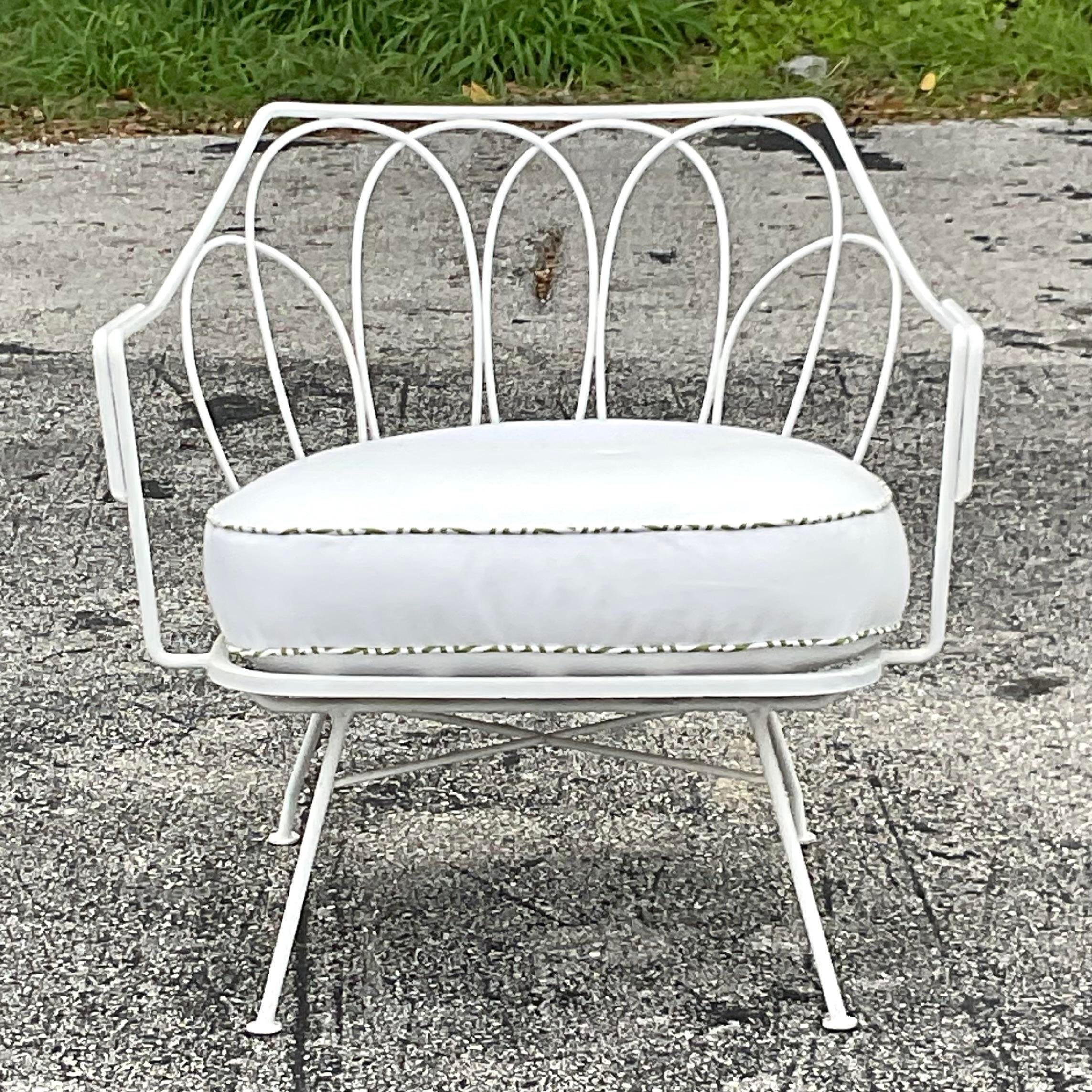 Vintage Wrought Iron Lounge Chair After Tempestini for Salterini 2