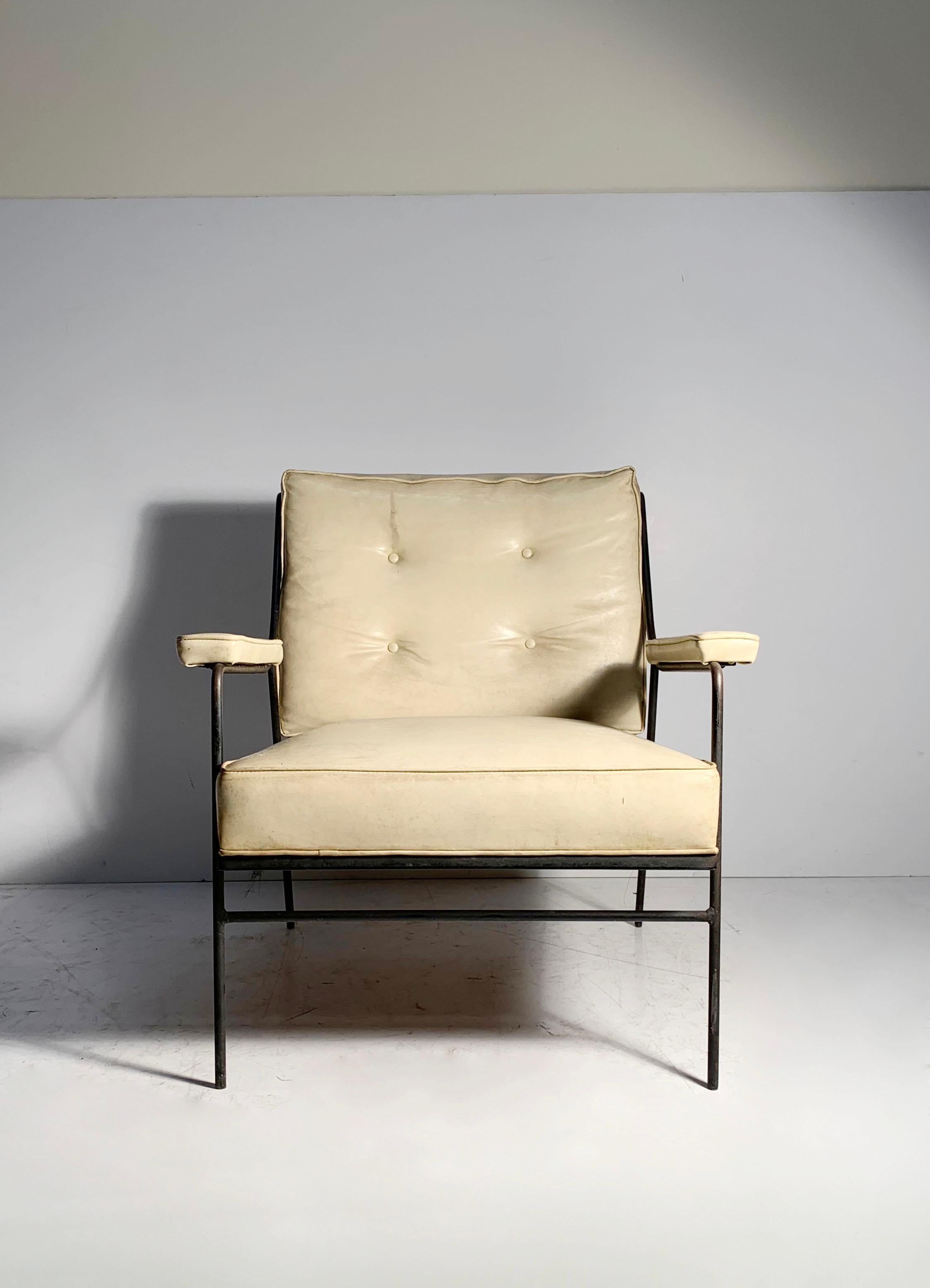 Eleganter Vintage-Sessel aus Schmiedeeisen, der Paul McCobb oder möglicherweise Milo Baughman für Pacific Iron Products zugeschrieben wird. 