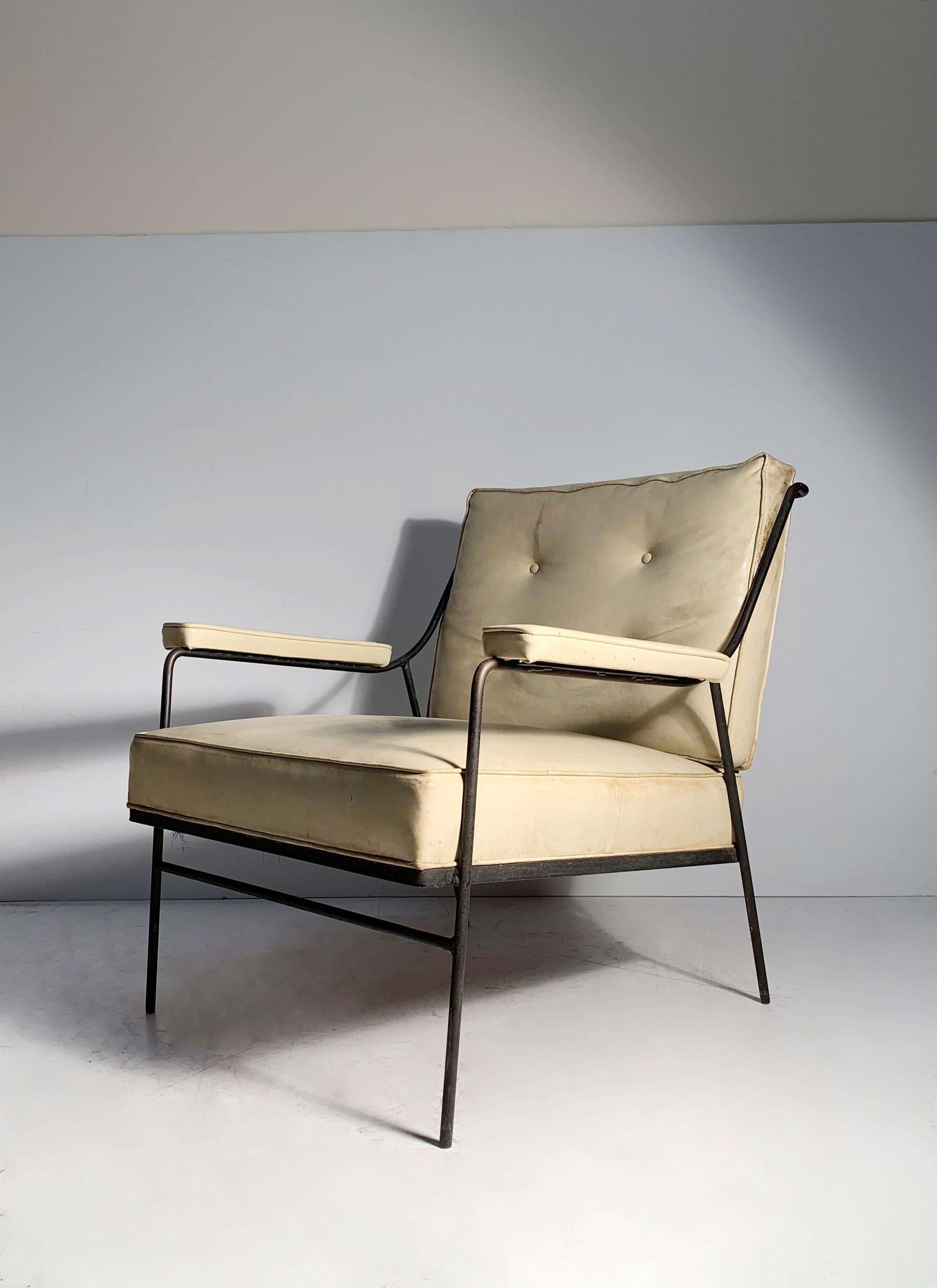 Eleganter schmiedeeiserner Loungesessel von Milo Baughman (Moderne der Mitte des Jahrhunderts) im Angebot