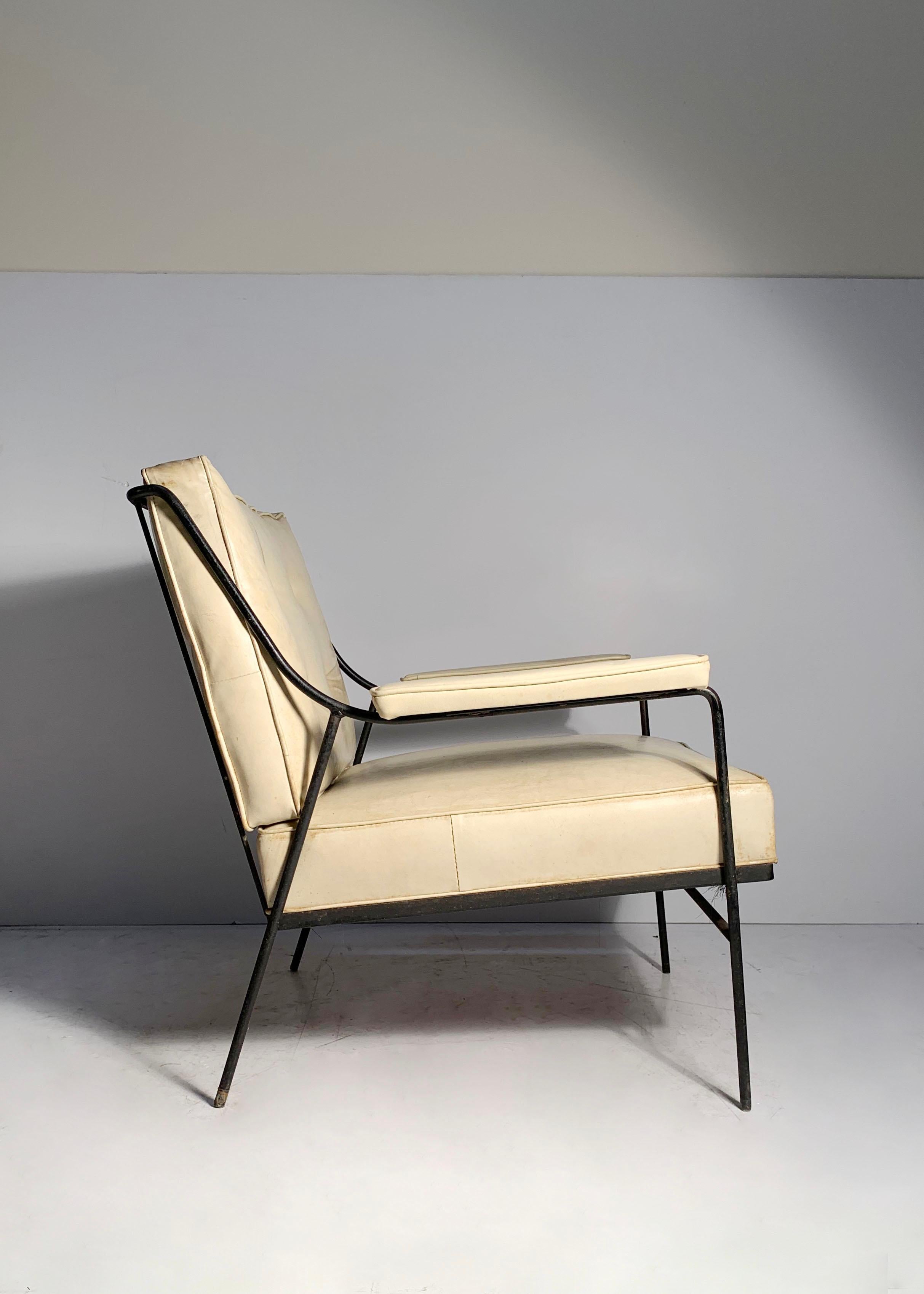 Eleganter schmiedeeiserner Loungesessel von Milo Baughman im Angebot 2