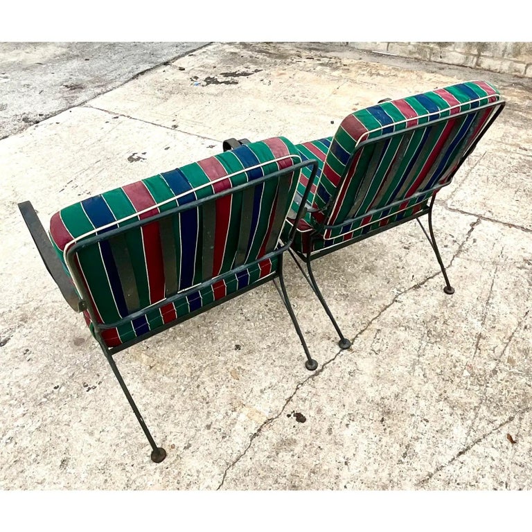 Vintage Wrought Iron Lounge Chairs, a Pair For Sale at 1stDibs