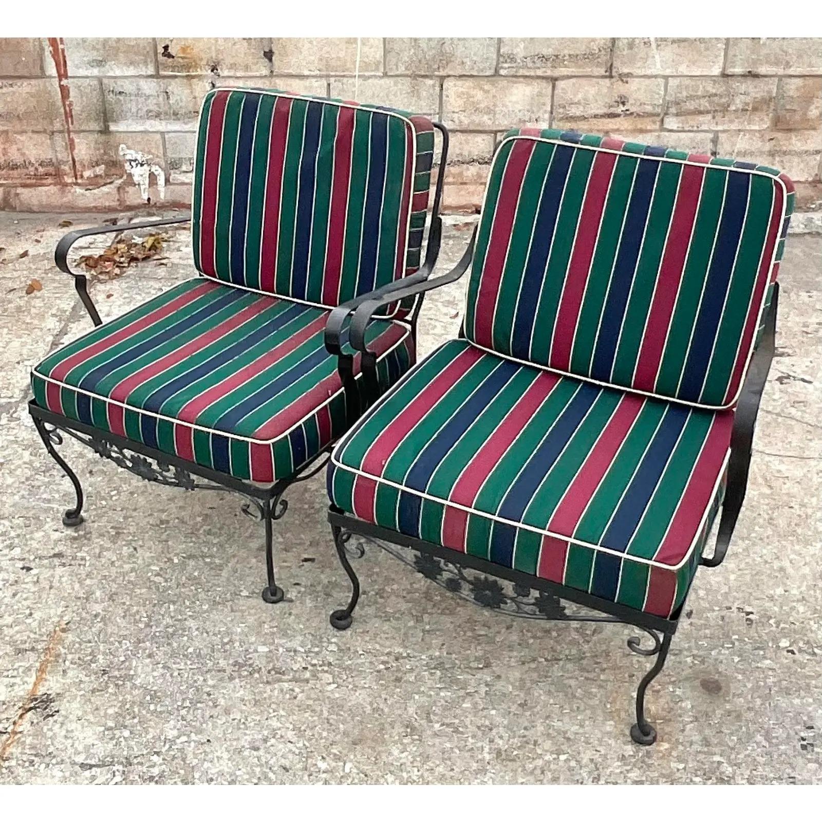Vintage Wrought Iron Lounge Chairs, a Pair 2