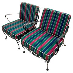 Retro Wrought Iron Lounge Chairs, a Pair
