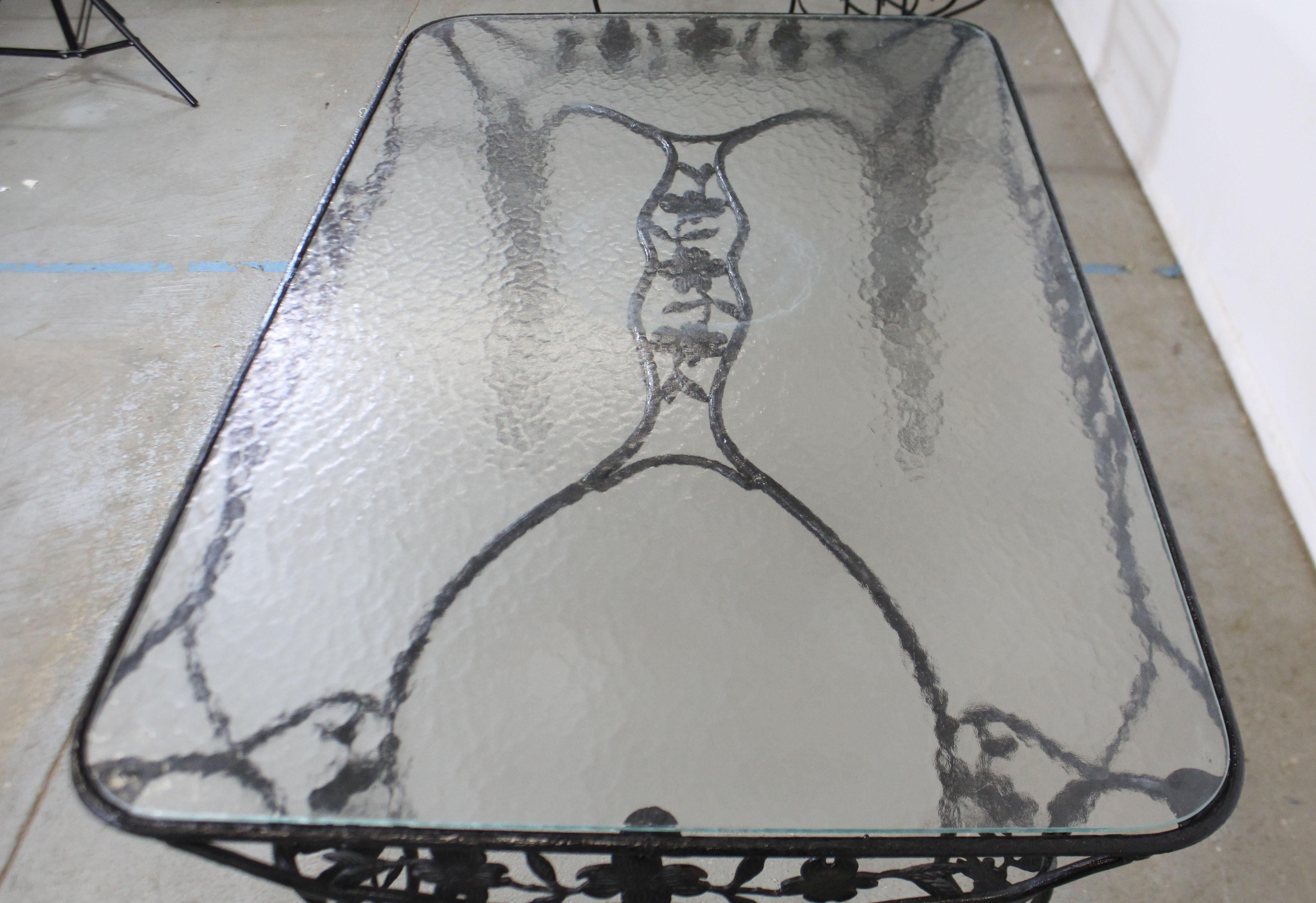 Mid-Century Modern Vintage Wrought Iron Meadowcraft Dogwood Iron Outdoor Patio Dining Table