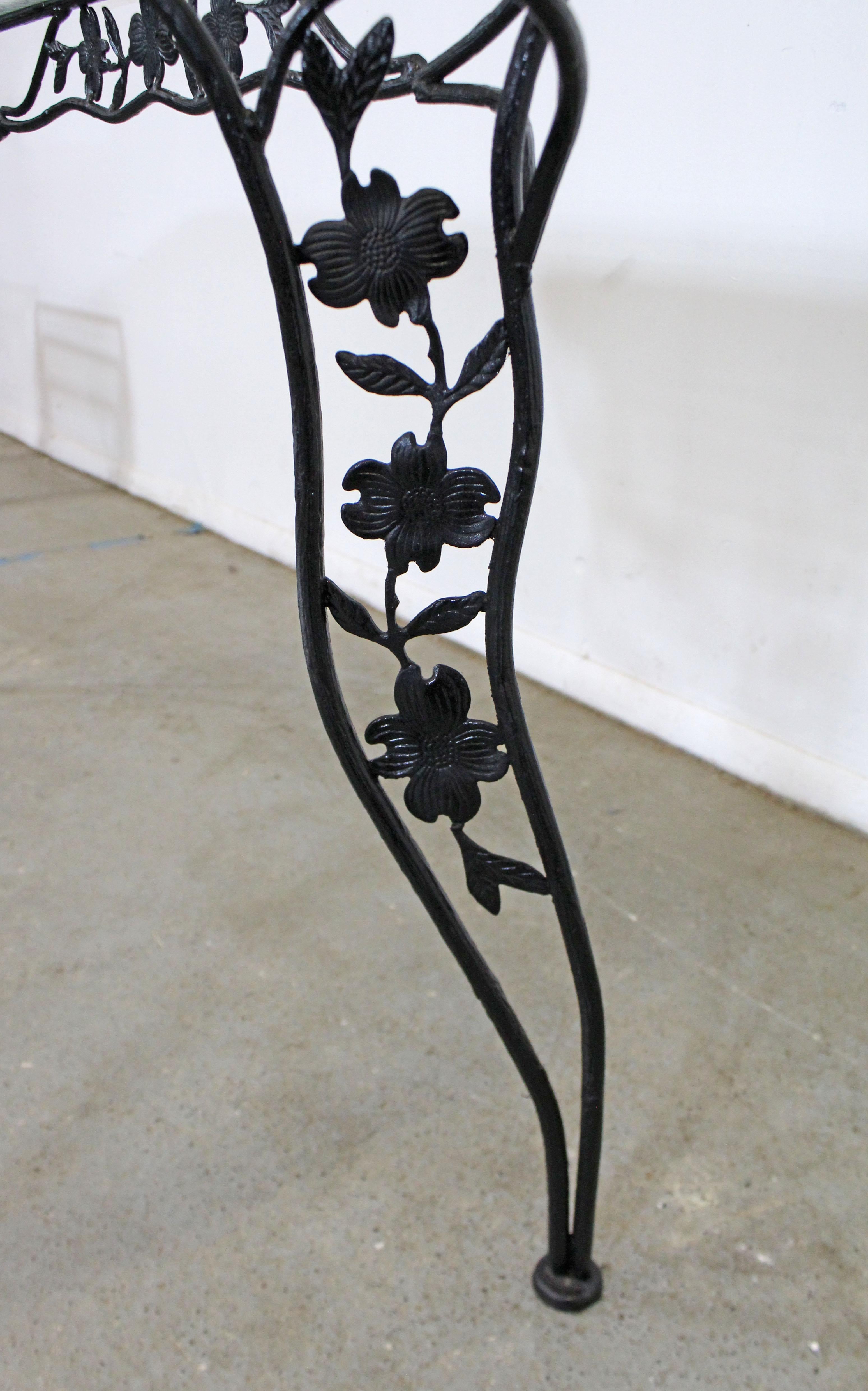 Vintage Wrought Iron Meadowcraft Dogwood Iron Outdoor Patio Dining Table In Good Condition In Wilmington, DE