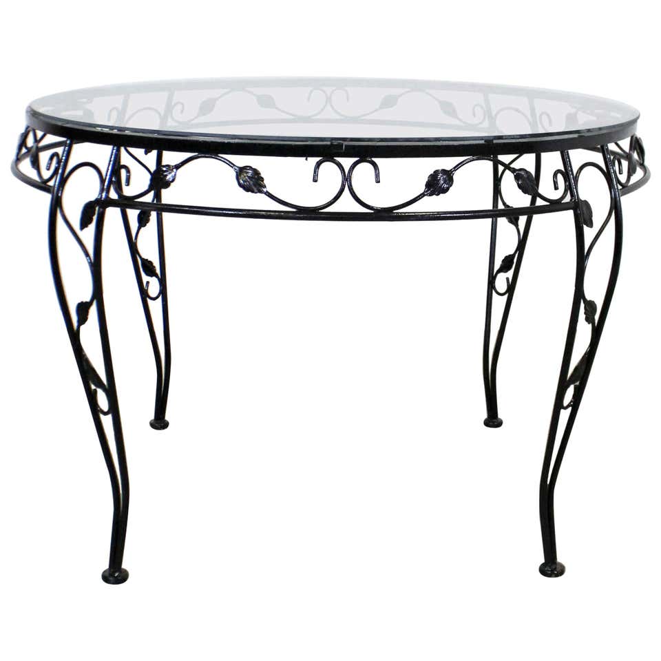 Vintage Wrought Iron Meadowcraft Iron Outdoor Patio Round Dining Table ...