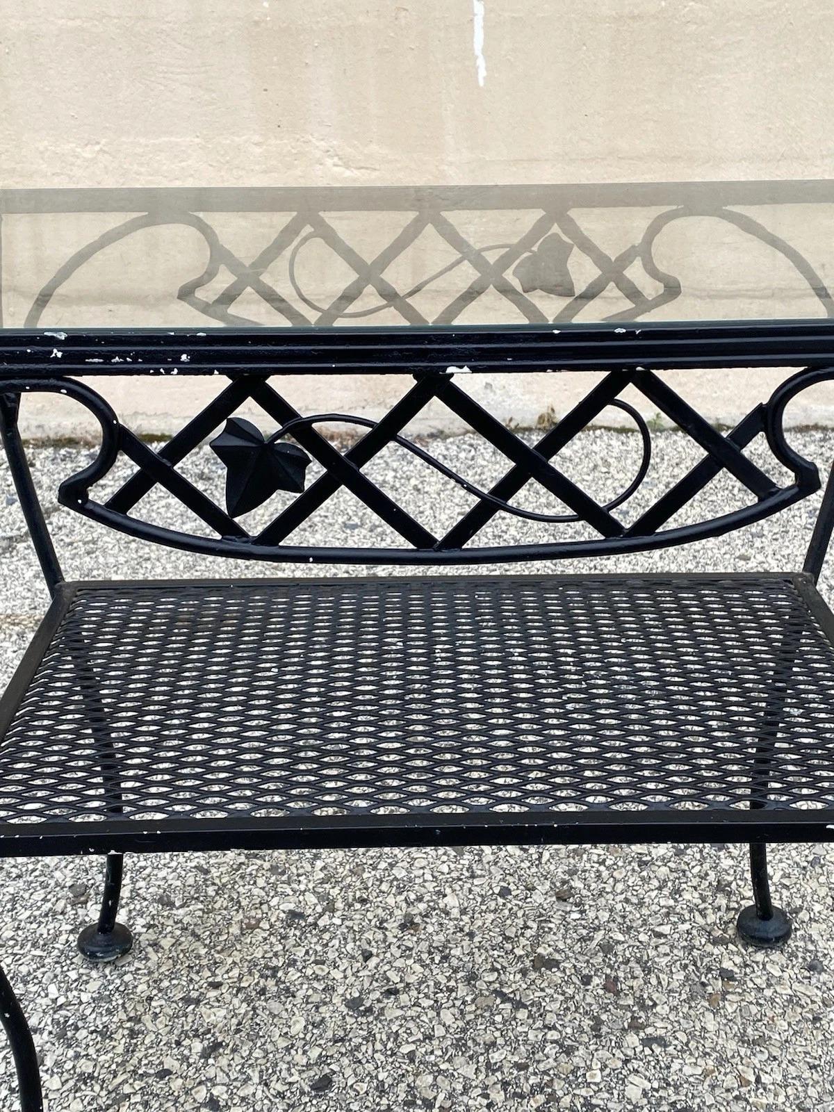 Mesa auxiliar de jardín de 2 niveles estilo Meadowcraft Salterini de hierro forjado vintage Desconocido en venta