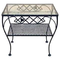Mesa auxiliar de jardín de 2 niveles estilo Meadowcraft Salterini de hierro forjado vintage