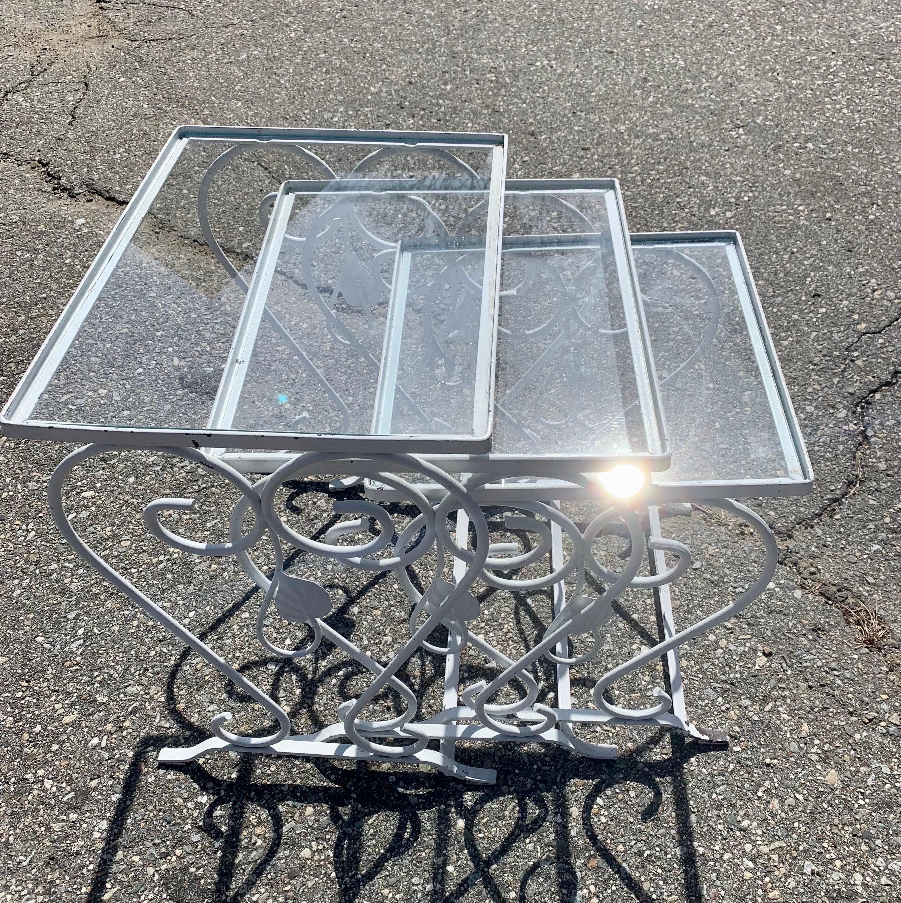 Vintage Wrought Iron Nesting Tables 3
