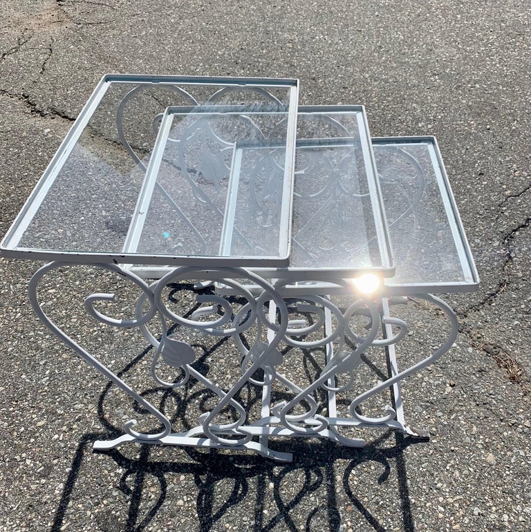 Vintage Wrought Iron Nesting Tables For Sale at 1stDibs