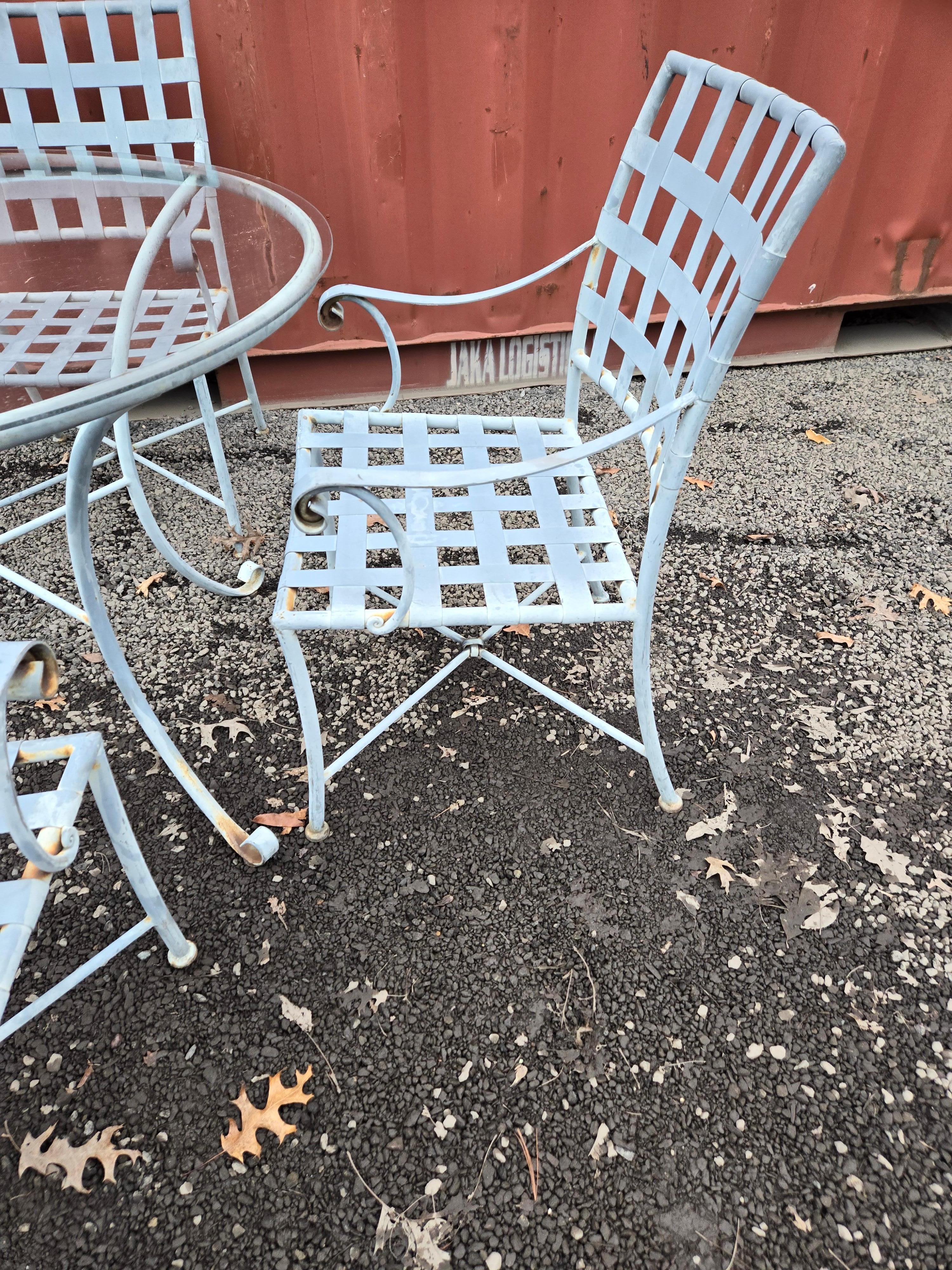Vintage Wrought Iron Outdoor Dining Set For Sale 6