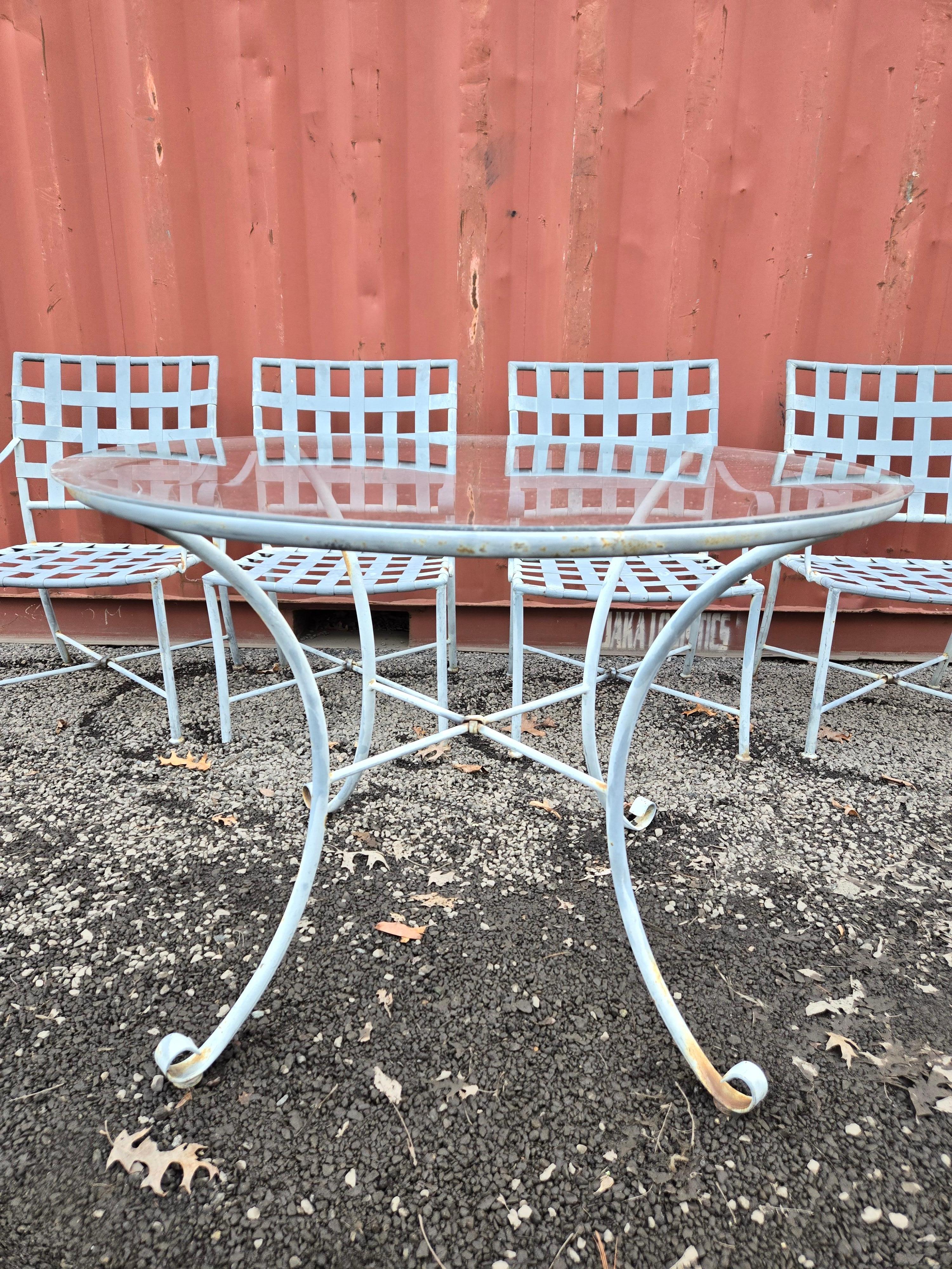 Vintage Wrought Iron Outdoor Dining Set For Sale 7