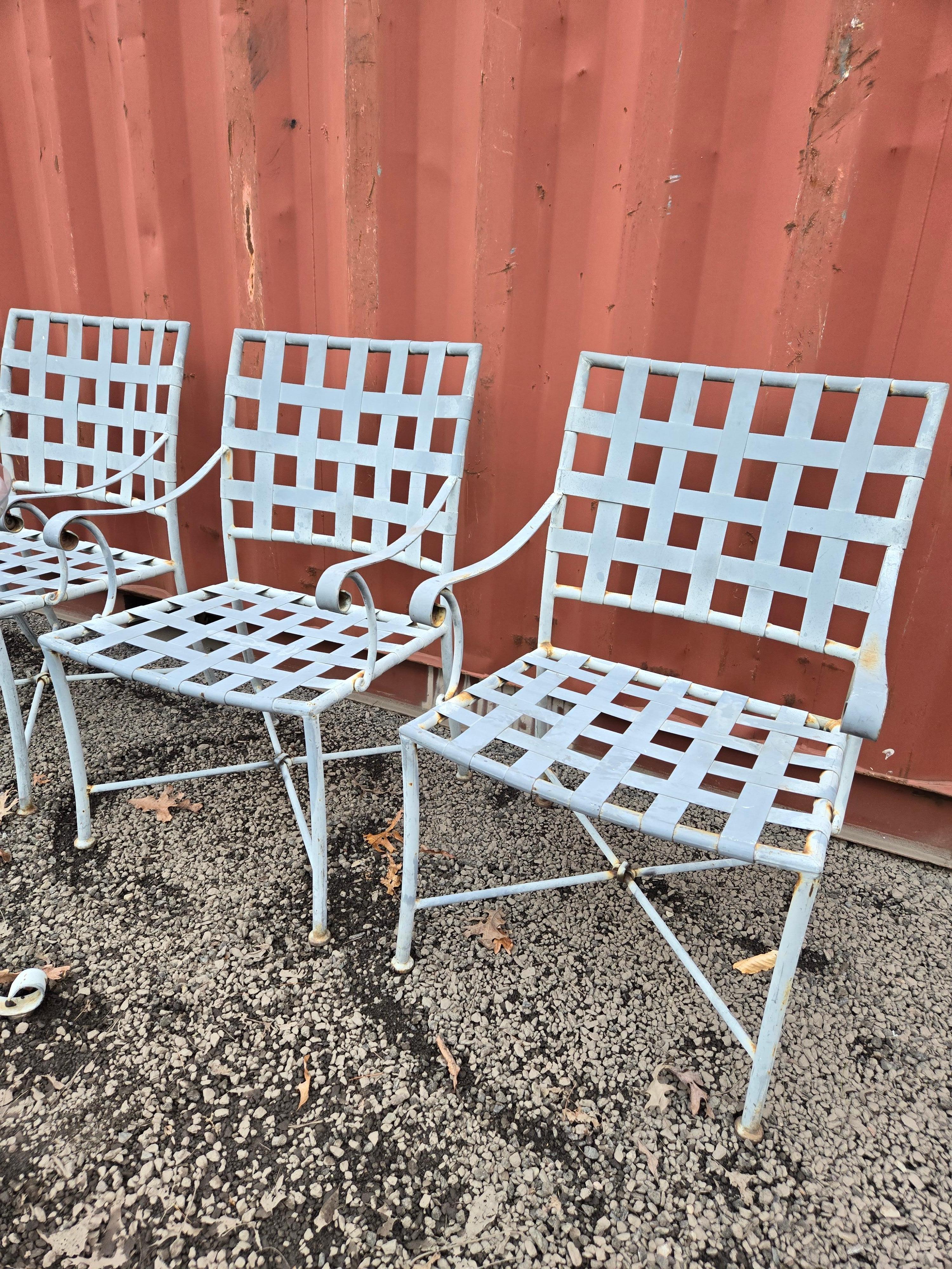 Mid-20th Century Vintage Wrought Iron Outdoor Dining Set For Sale