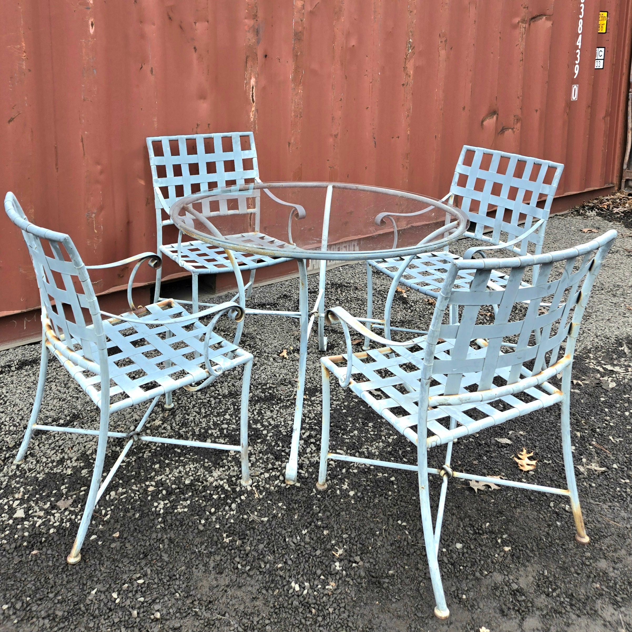 Vintage Wrought Iron Outdoor Dining Set For Sale 2