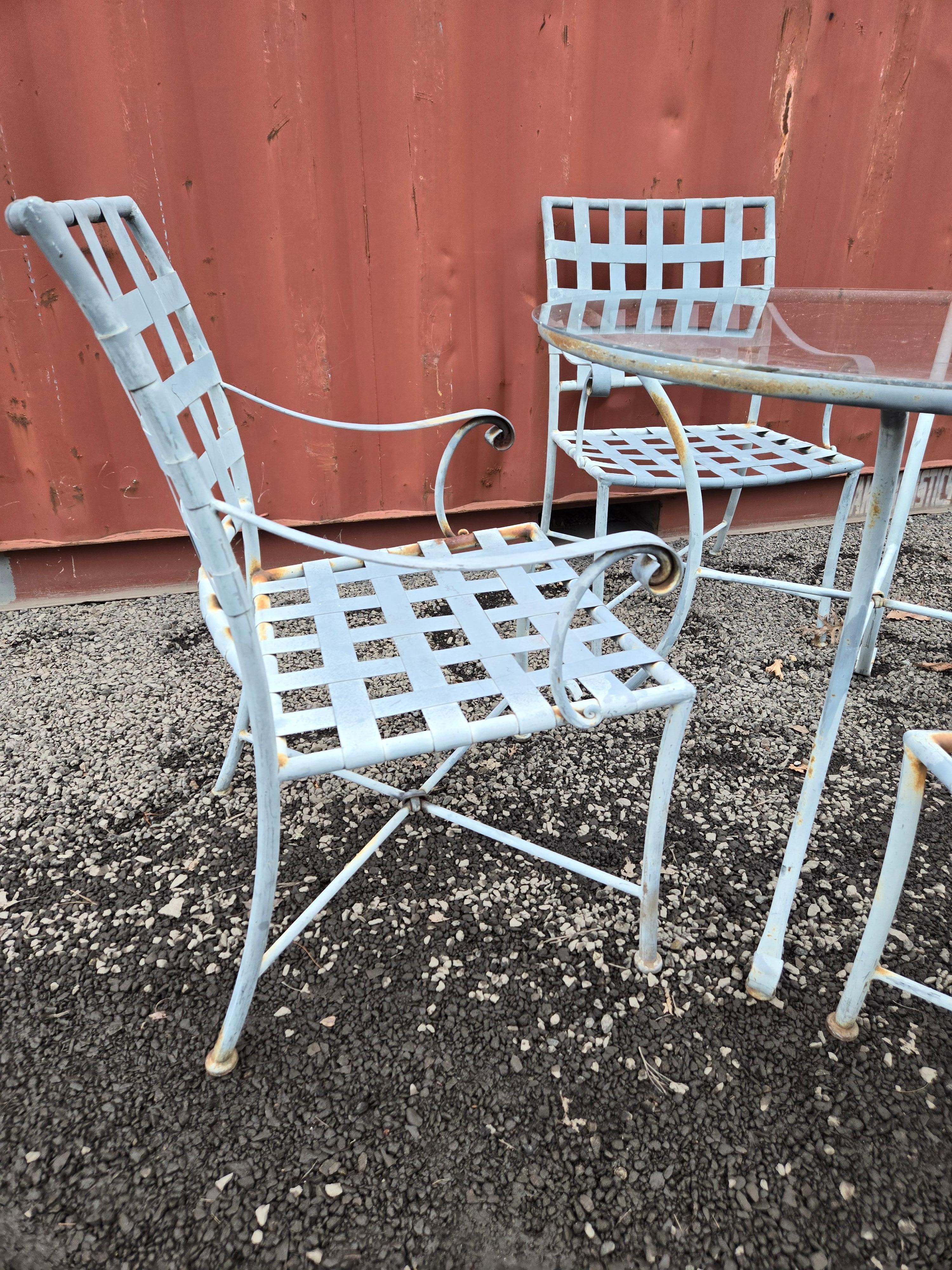 Vintage Wrought Iron Outdoor Dining Set For Sale 5