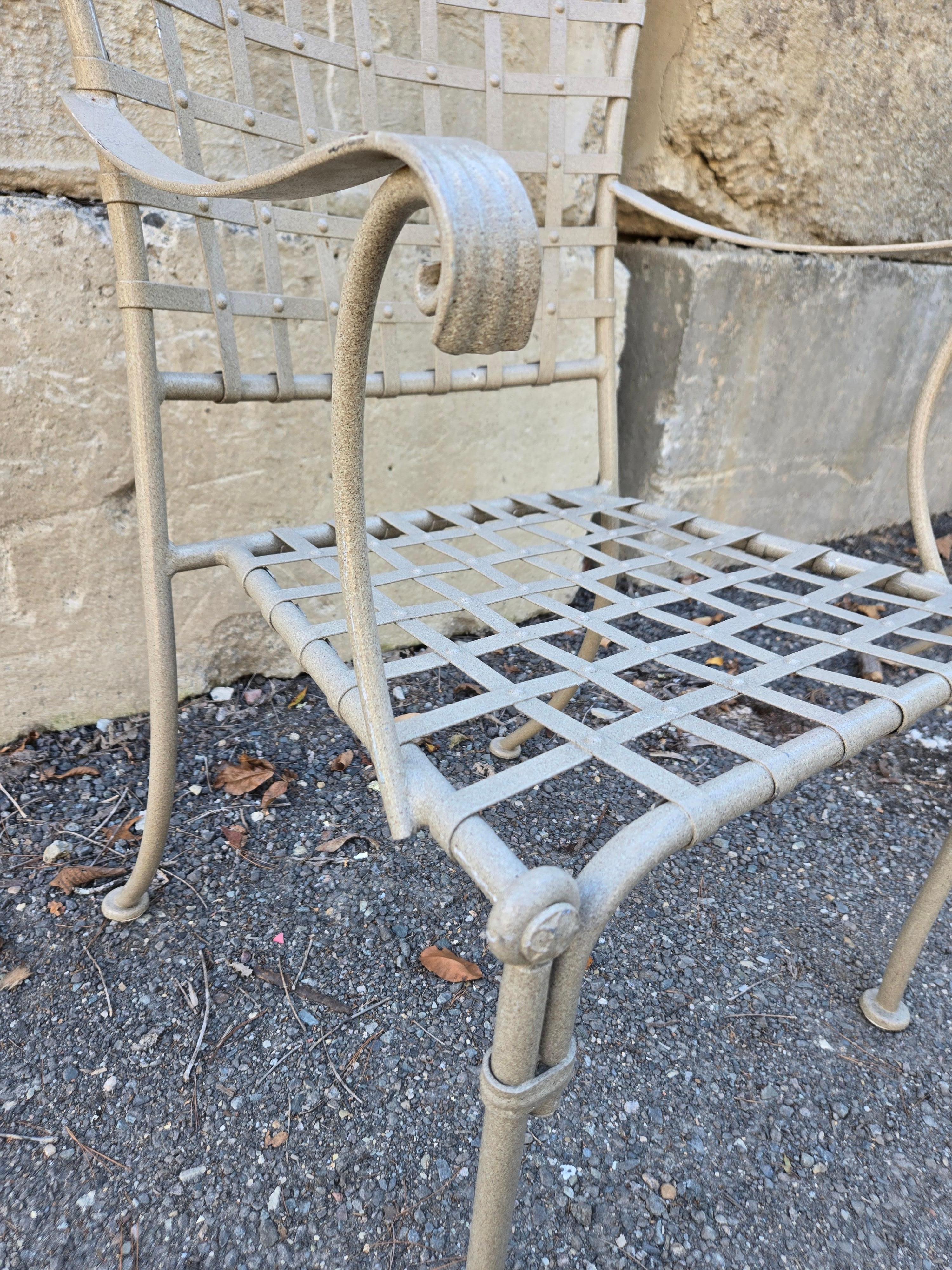 Vintage Wrought Iron Outdoor Patio Chairs Set of 4 For Sale 5