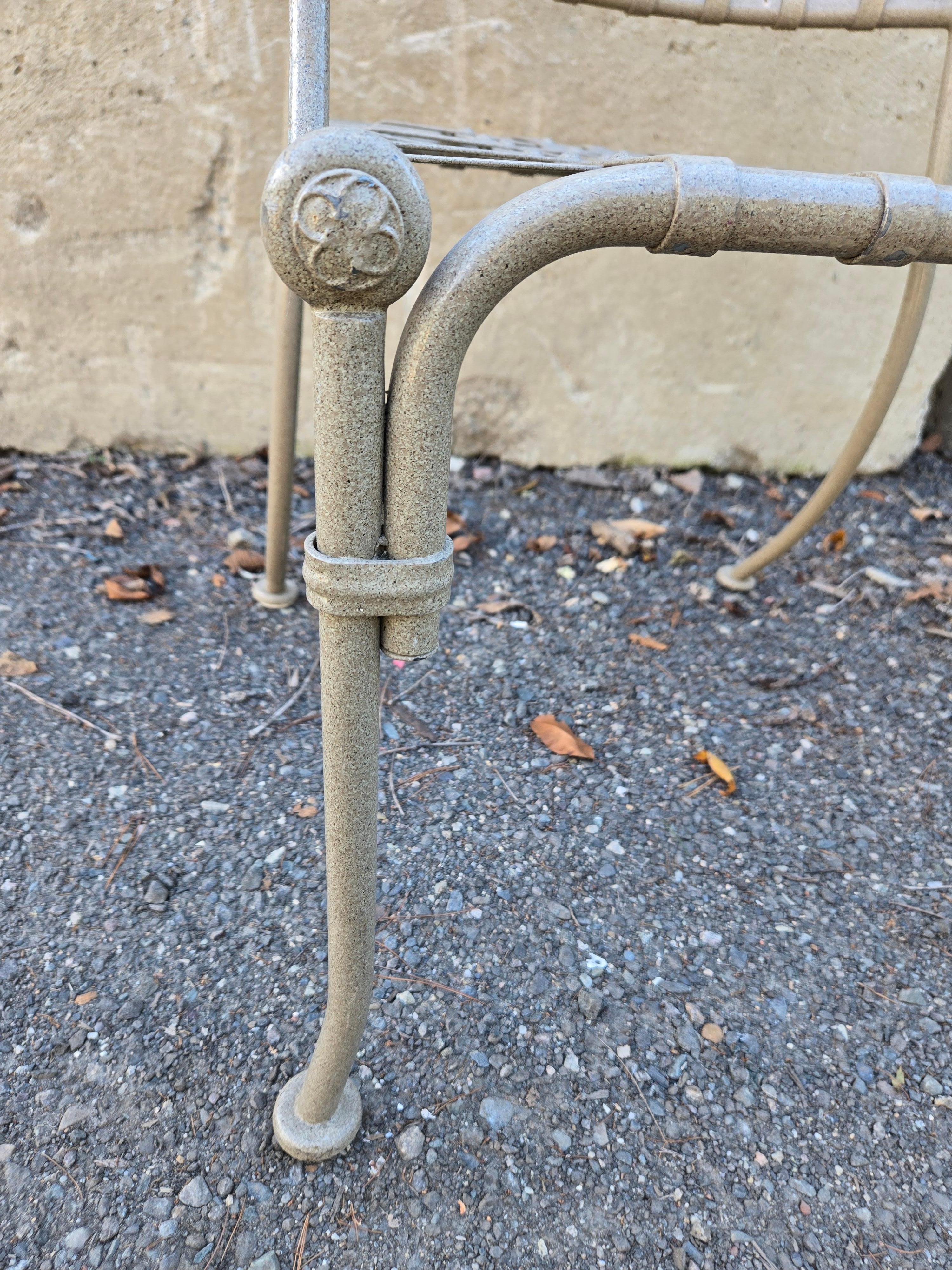 Vintage Wrought Iron Outdoor Patio Chairs Set of 4 For Sale 6