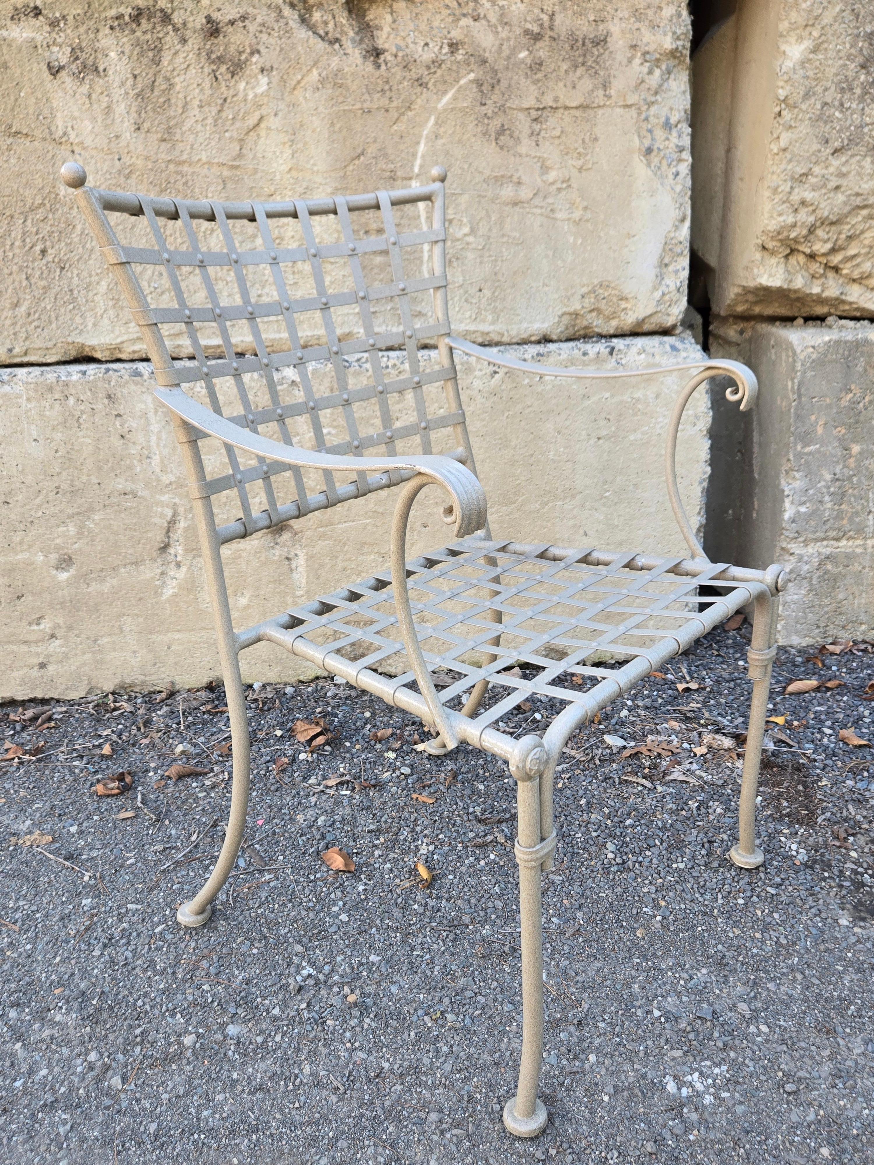 Mid-Century Modern Vintage Wrought Iron Outdoor Patio Chairs Set of 4 For Sale