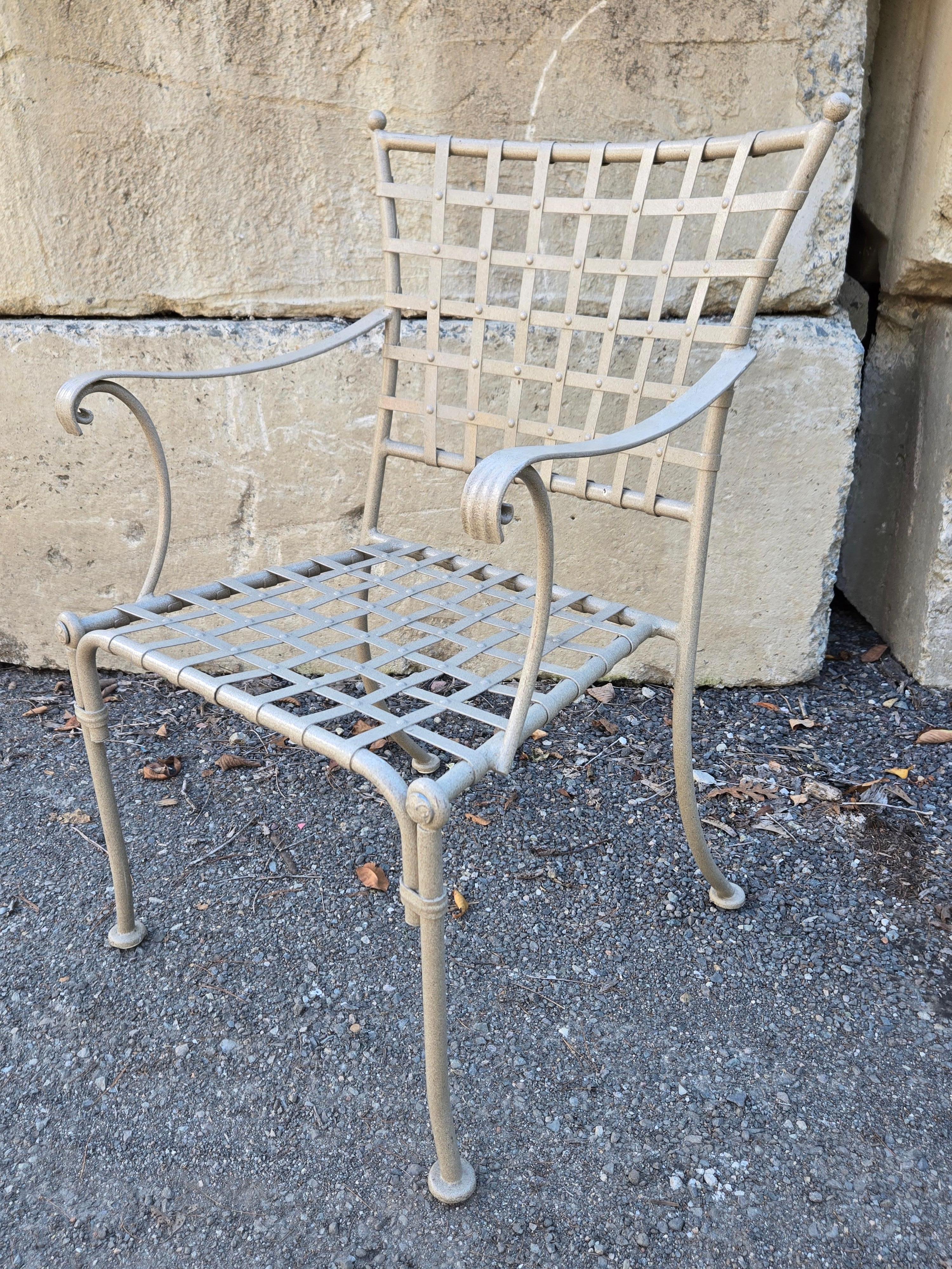 Vintage Wrought Iron Outdoor Patio Chairs Set of 4 In Good Condition For Sale In Cumberland, RI