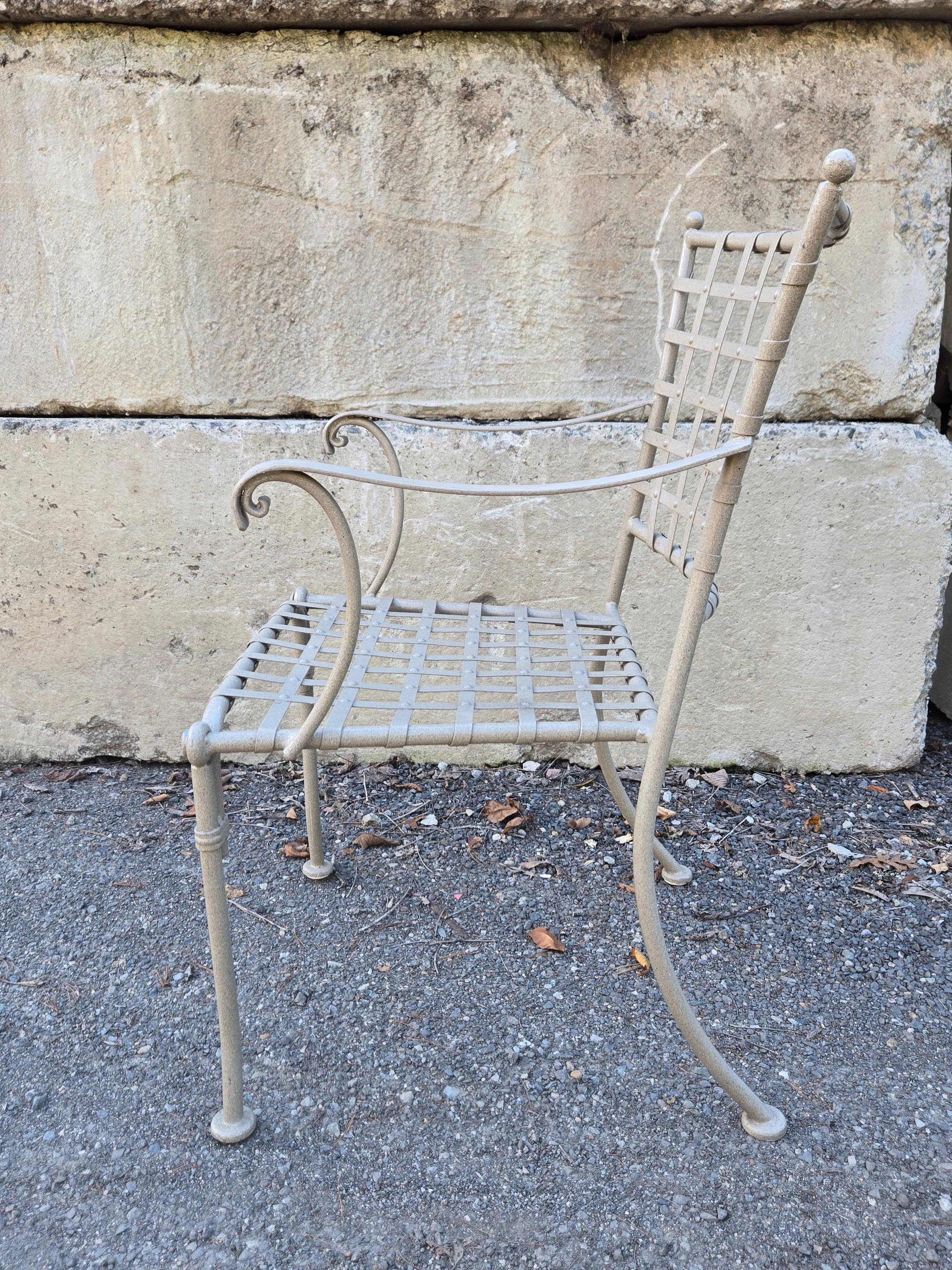 20th Century Vintage Wrought Iron Outdoor Patio Chairs Set of 4 For Sale