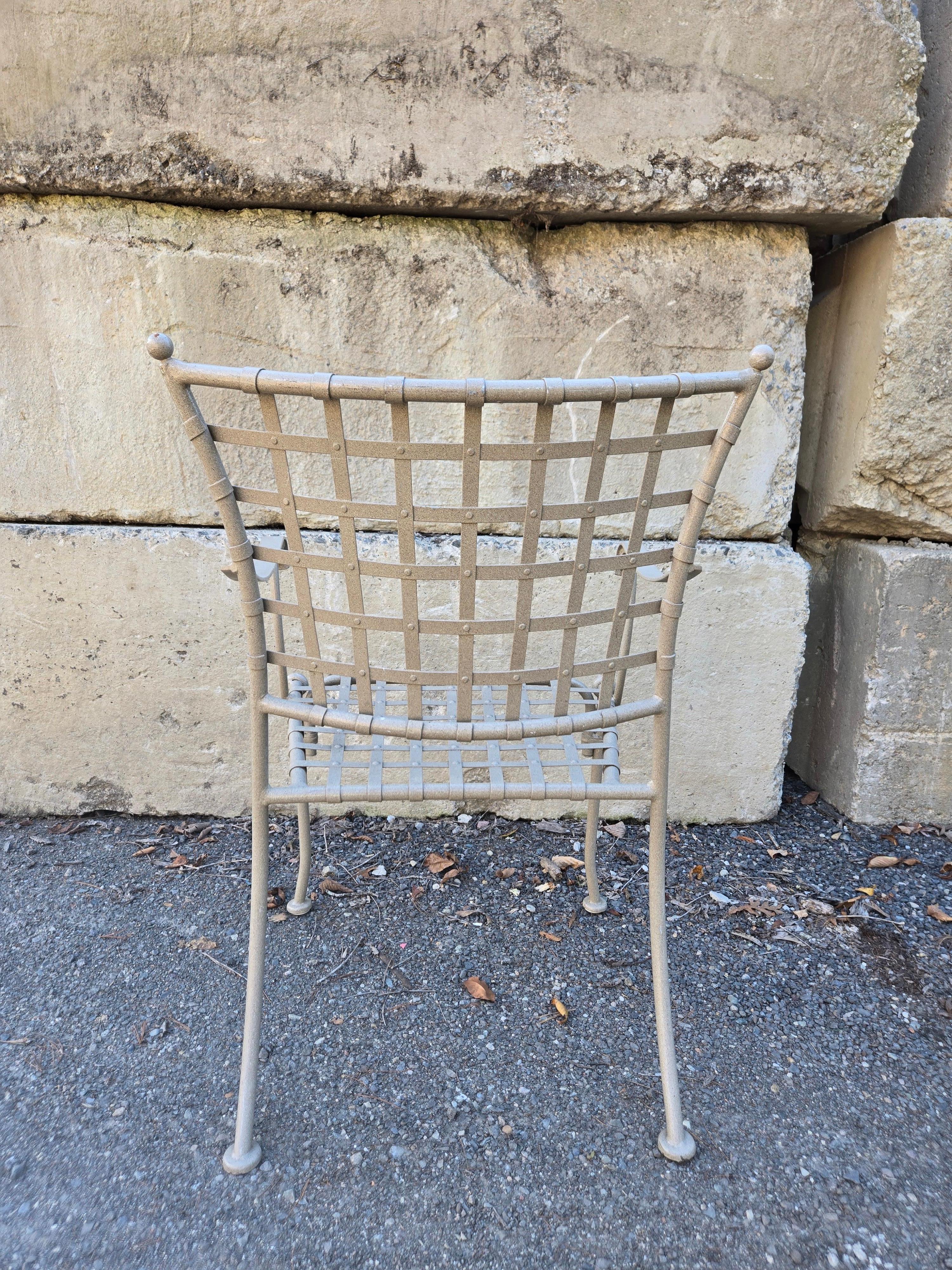 Vintage Wrought Iron Outdoor Patio Chairs Set of 4 For Sale 1