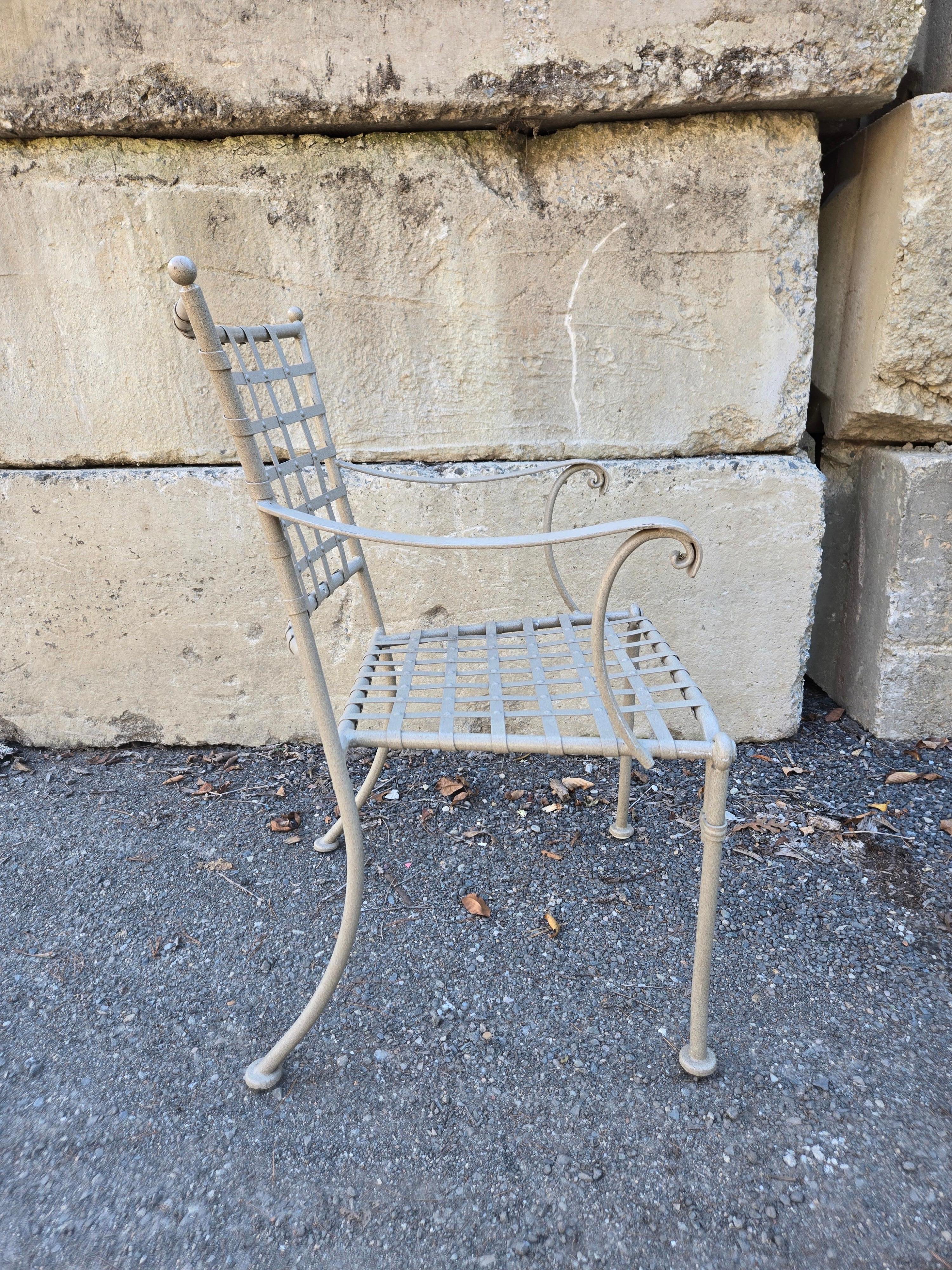 Vintage Wrought Iron Outdoor Patio Chairs Set of 4 For Sale 2