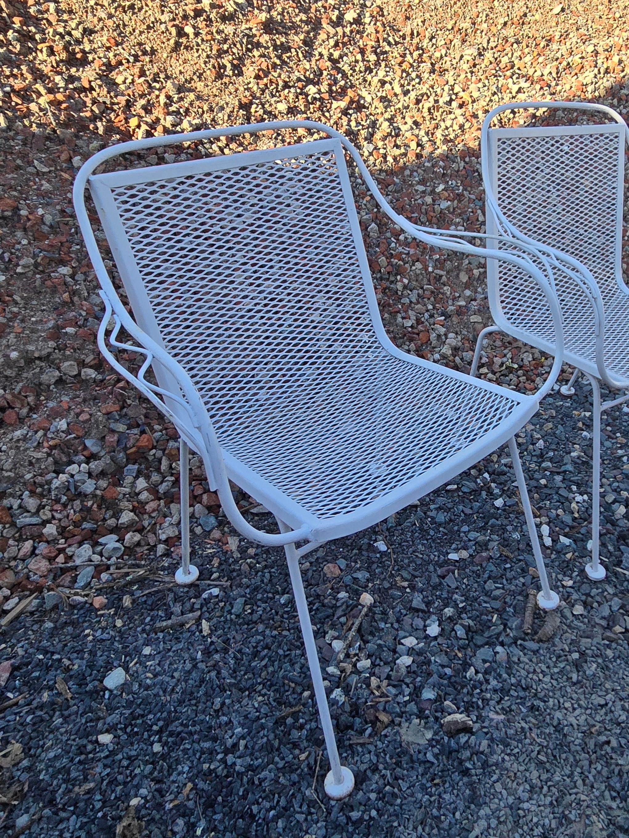 Vintage Wrought Iron Sculptura Outdoor Patio Chairs Set of 6 For Sale 4