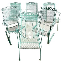 Vintage Wrought Iron Outdoor Patio Chairs Set of 6