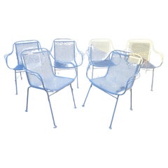 Vintage Wrought Iron Sculptura Outdoor Patio Chairs Set of 6