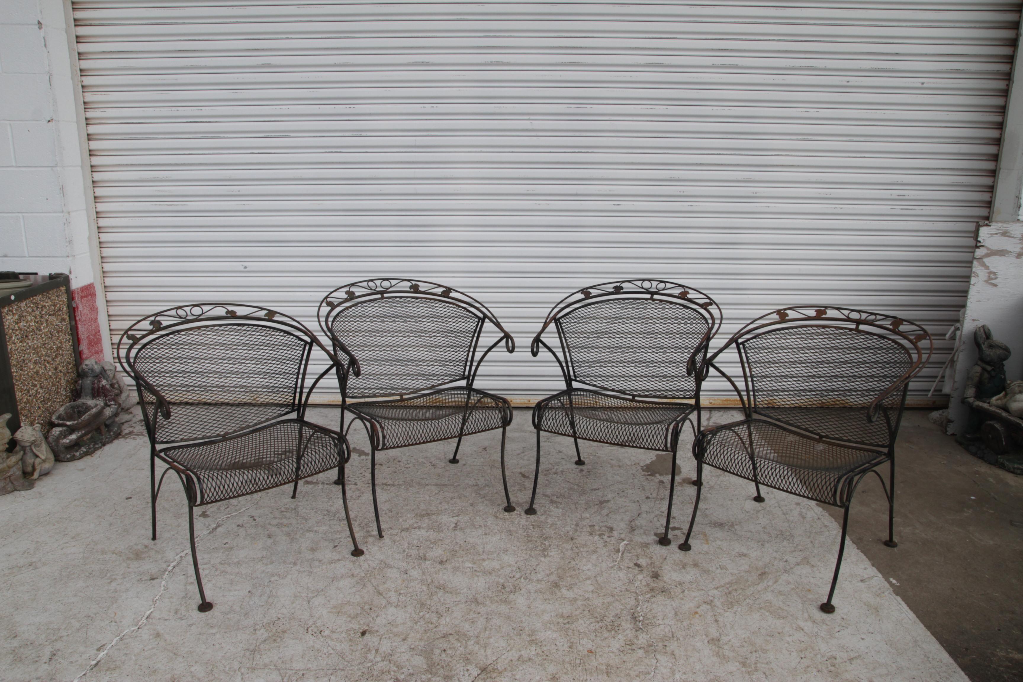 Vintage Salterini Wrought Iron Outdoor Patio Dining Set For Sale 5